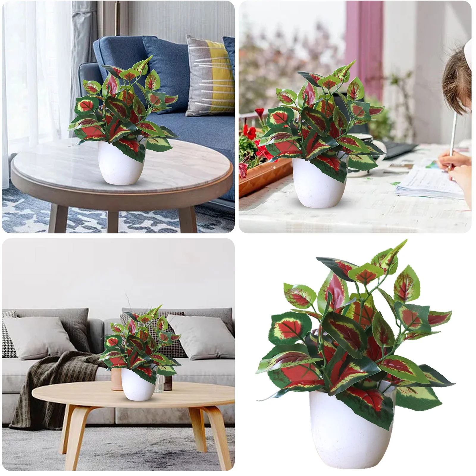 Green Indoor And Outdoor Decoration Plastic Pot Small Pot Red Leaves