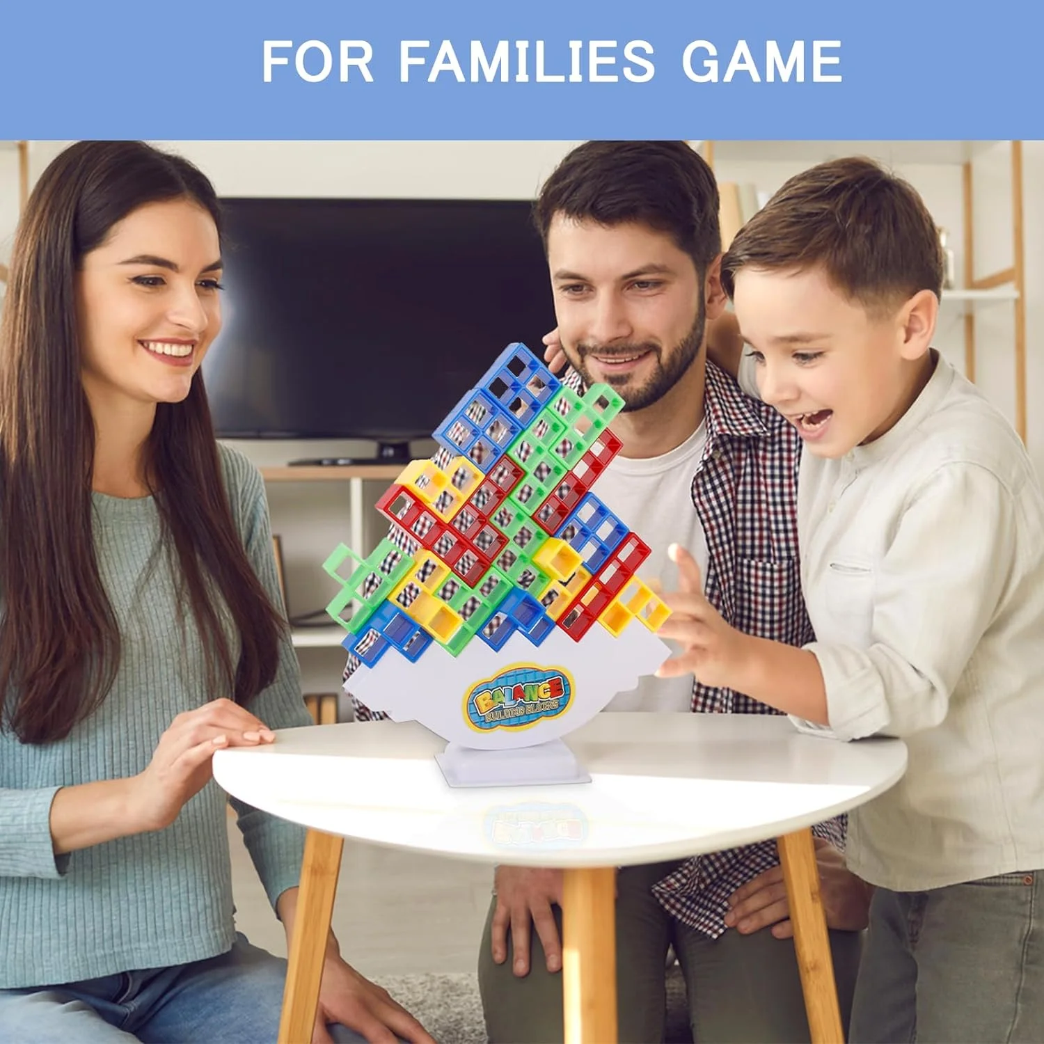 64Pcs Tower Game Swing Stacking High Balance Game Building Blocks for Adults, Kids, Family Games, Parties, Travel DEWEL