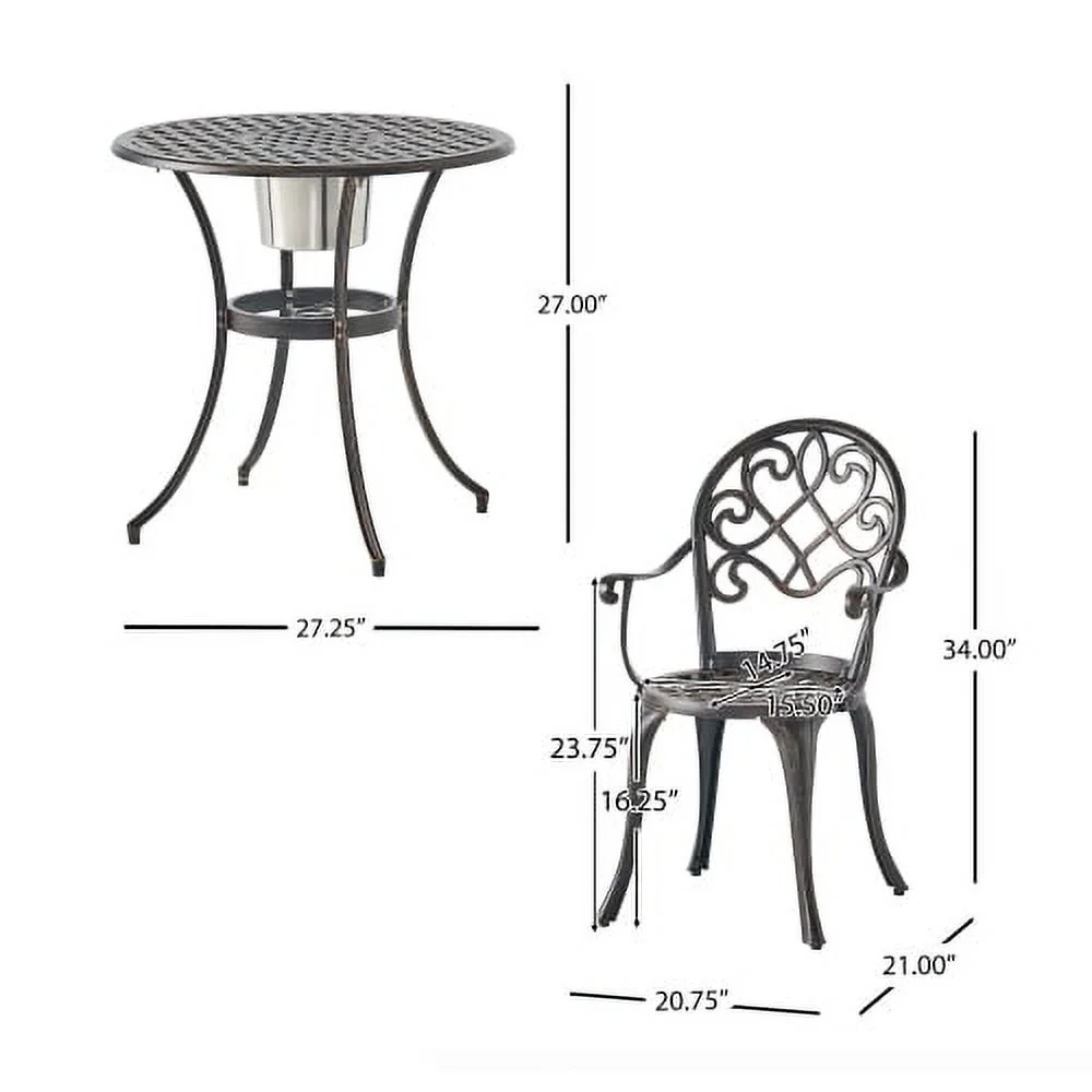 Buumin CAMDEN 3PC CAST BISTRO SET W ICE BUCKET
