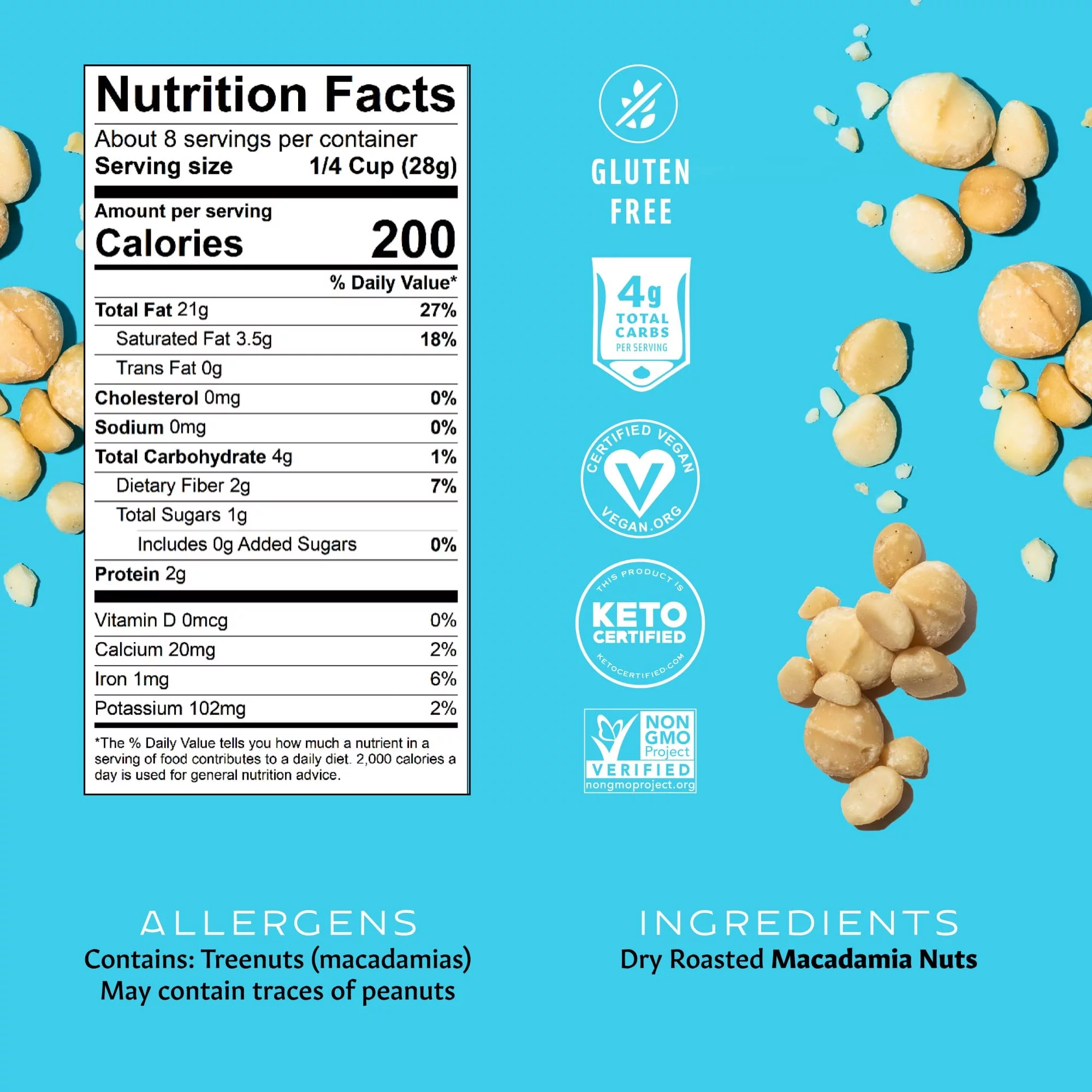 Mauna Loa Premium Hawaiian Roasted Macadamia Nuts, Unsalted, 8 Oz Bag (Pack of 1), Multi