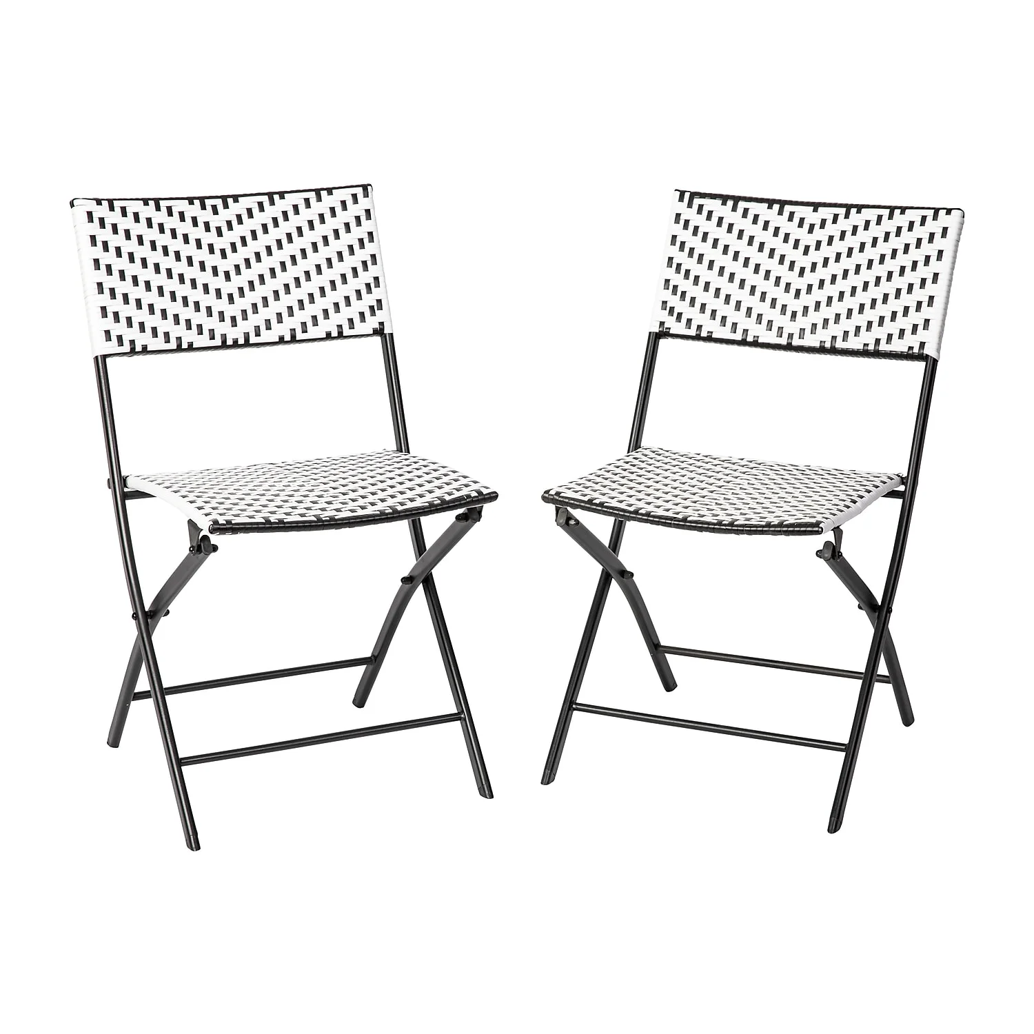 Flash Furniture Rouen Indoor/Outdoor Foldable French Bistro Chairs Black/White 2/Pack