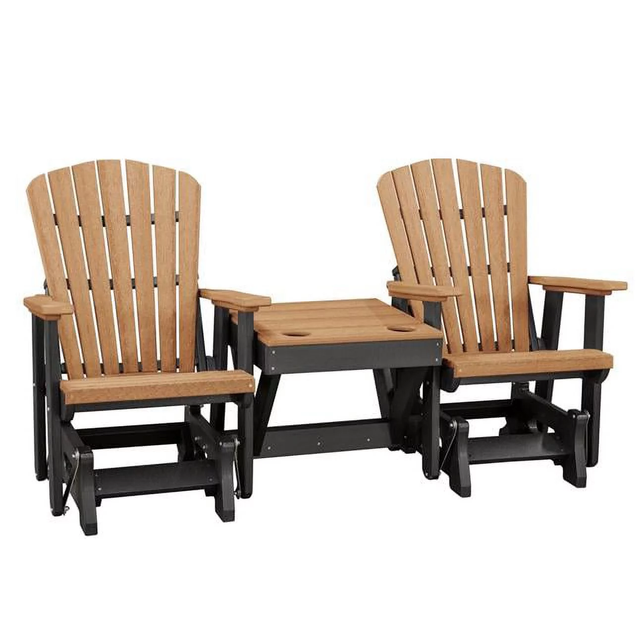 Double Glider Chair Center Table with Black Base, Cedar