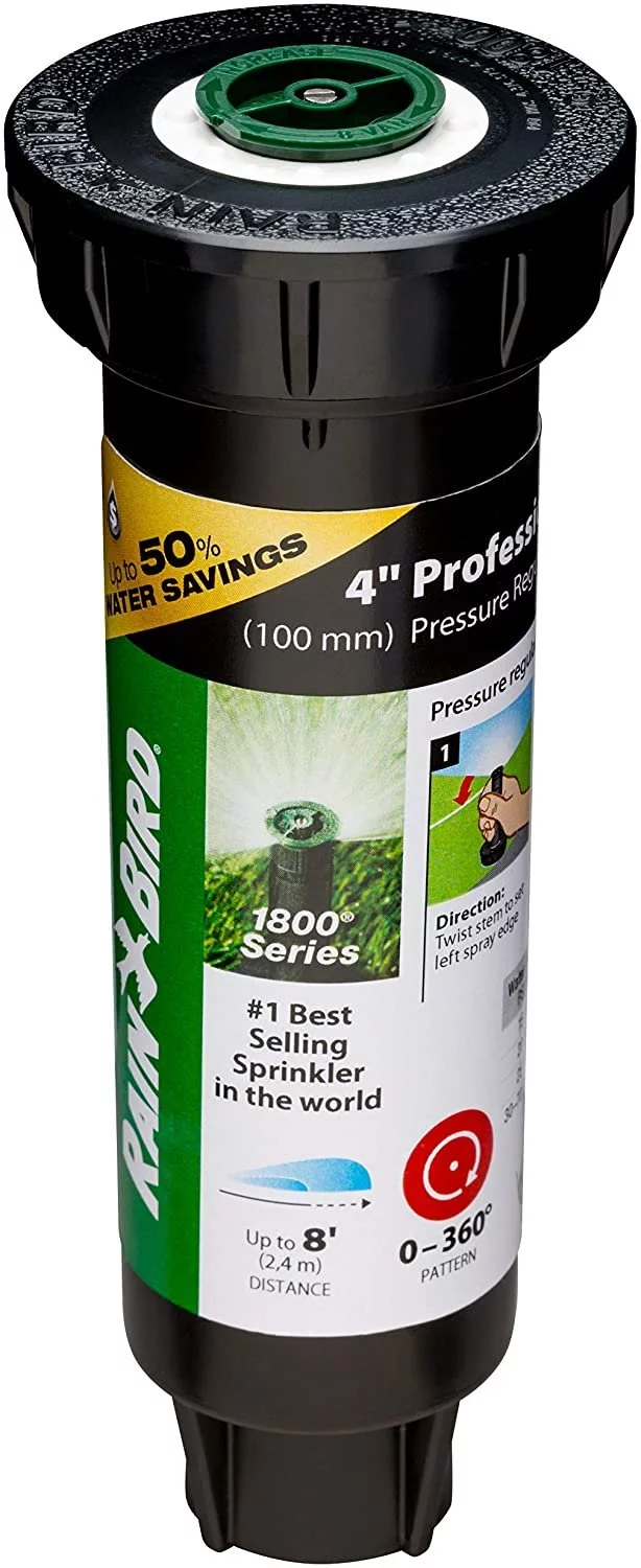 Rain Bird 1804AP4PRS Pressure Regulating Professional PRS pop-up Sprinkler, Black