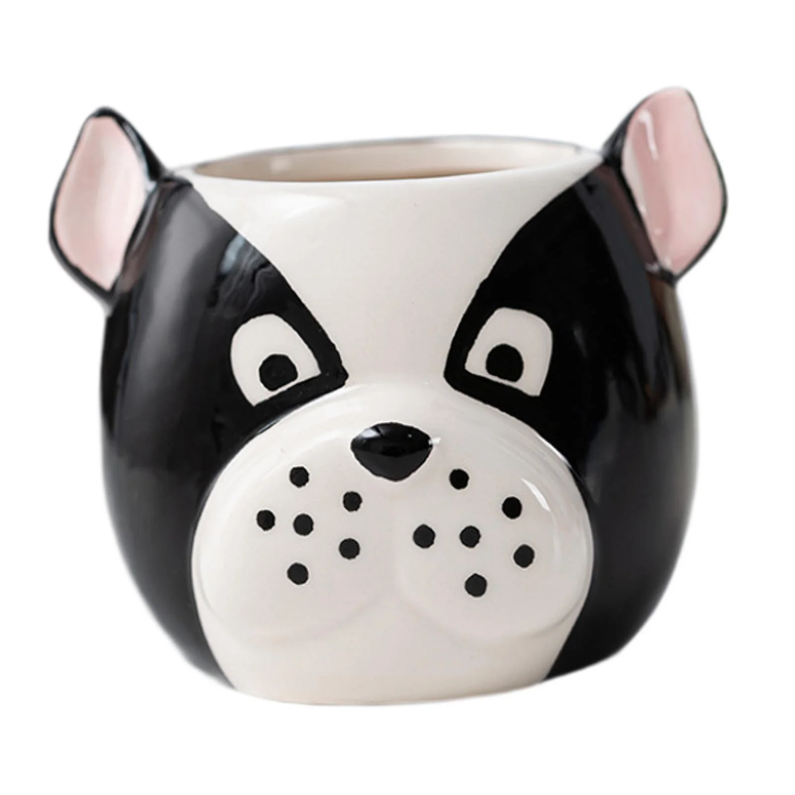 jicheng Porcelain Cartoon Dog Puppy Figurine Planter Balcony Decoration Flower Plant Pot Bulldog