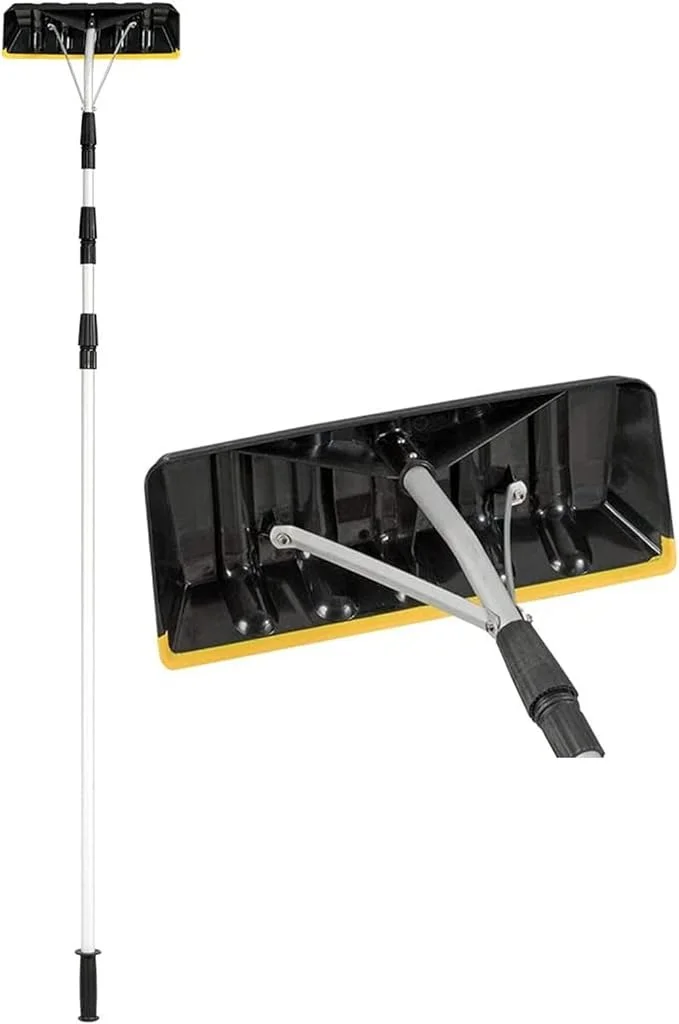 Aluminum 21FT Telescopic Roof Snow Rake Shovel with Twist-N-Lock Scratch-Free Snow Removal Tool Lightweight & Easy to Handle Multi-Purpose