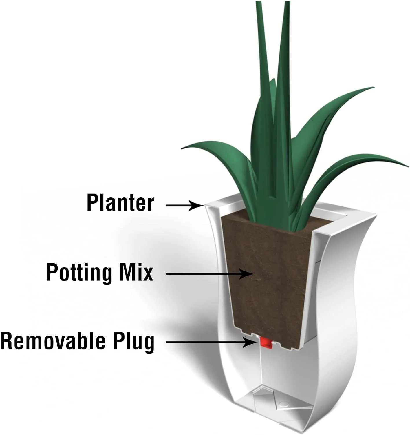 Polyethylene Planter, Neptune Blue, 36X16