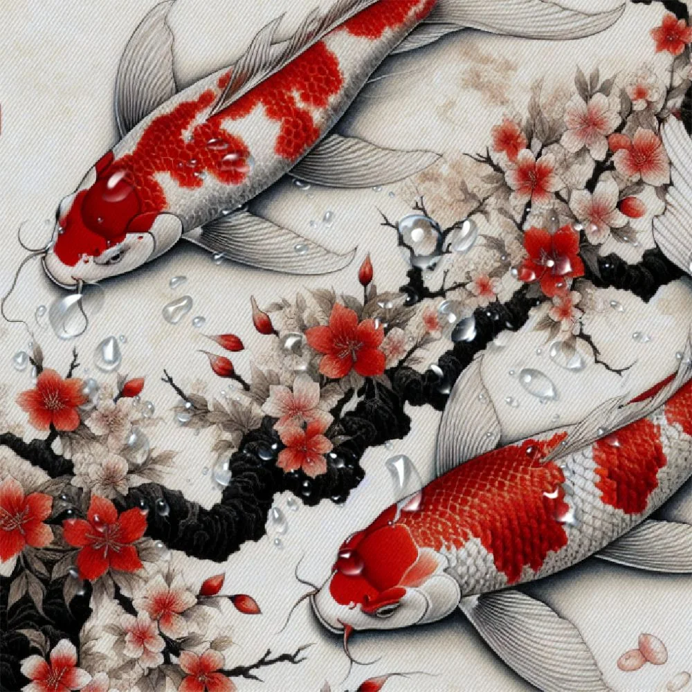 Akjvoe Japanese Cherry Blossoms Shower Curtain Asian Red Flower Trees Tradition Ink Painting Plum Bossom Bathroom Fabric with Hooks White