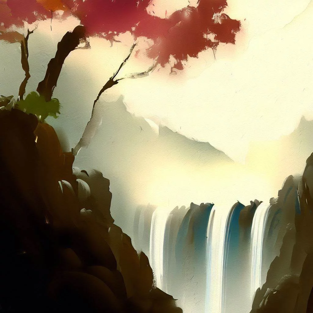 Japanese Maple and Waterfalls Painting - 12