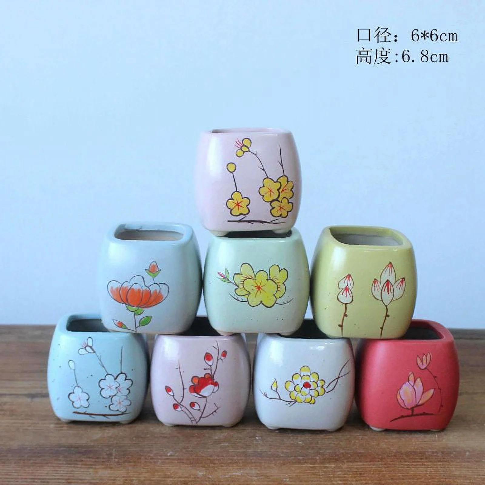 LivNxt Ceramic Succulent Planter - Hand-Painted in Jingdezhen Style