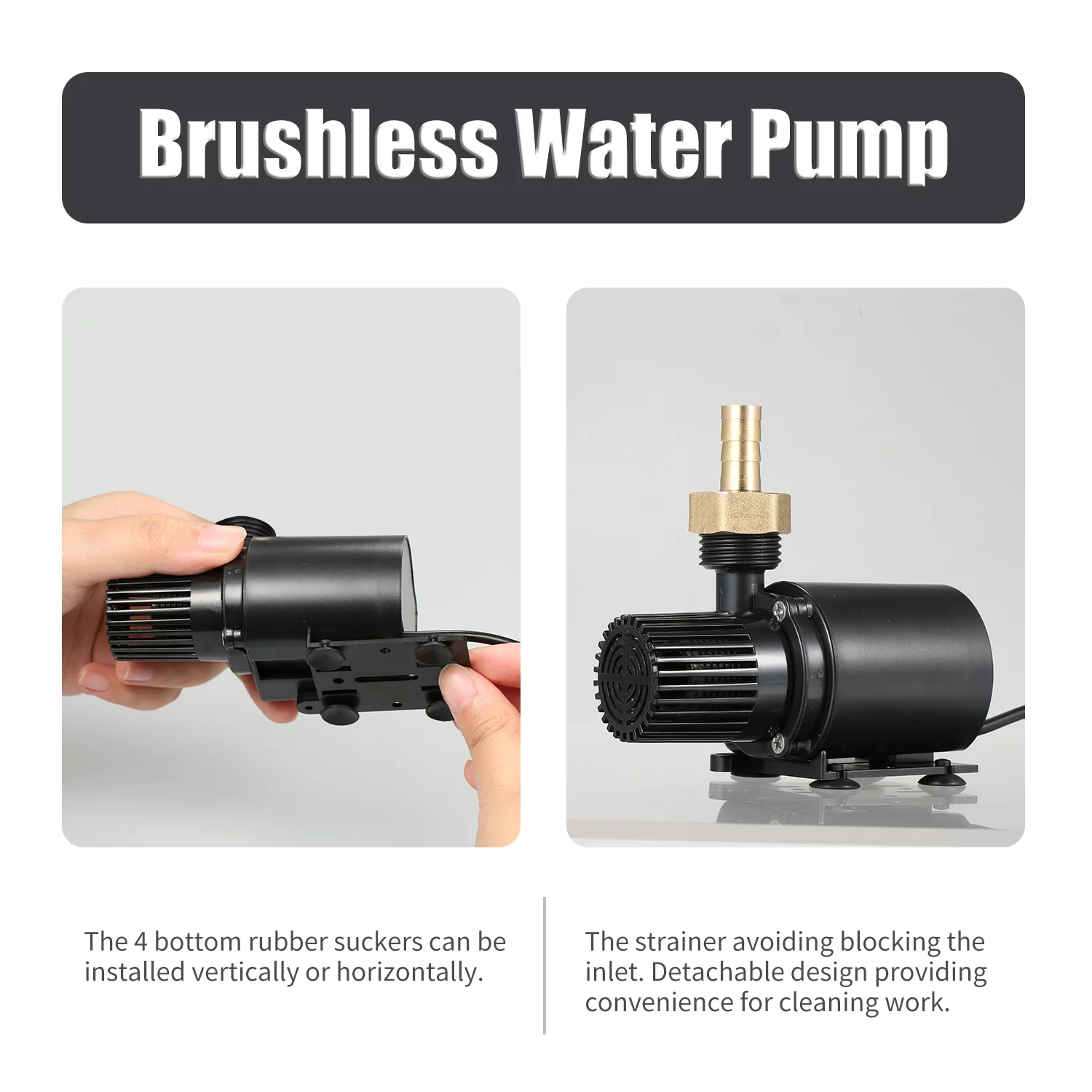 DECDEAL Brushless Pump Ultra-quiet DC12V Micro Brushless Pump Waterproof Submersible Pump for Fountain Aquarium Pond Circulating 600LH 7.5W Lift 9.84ft withStrainer
