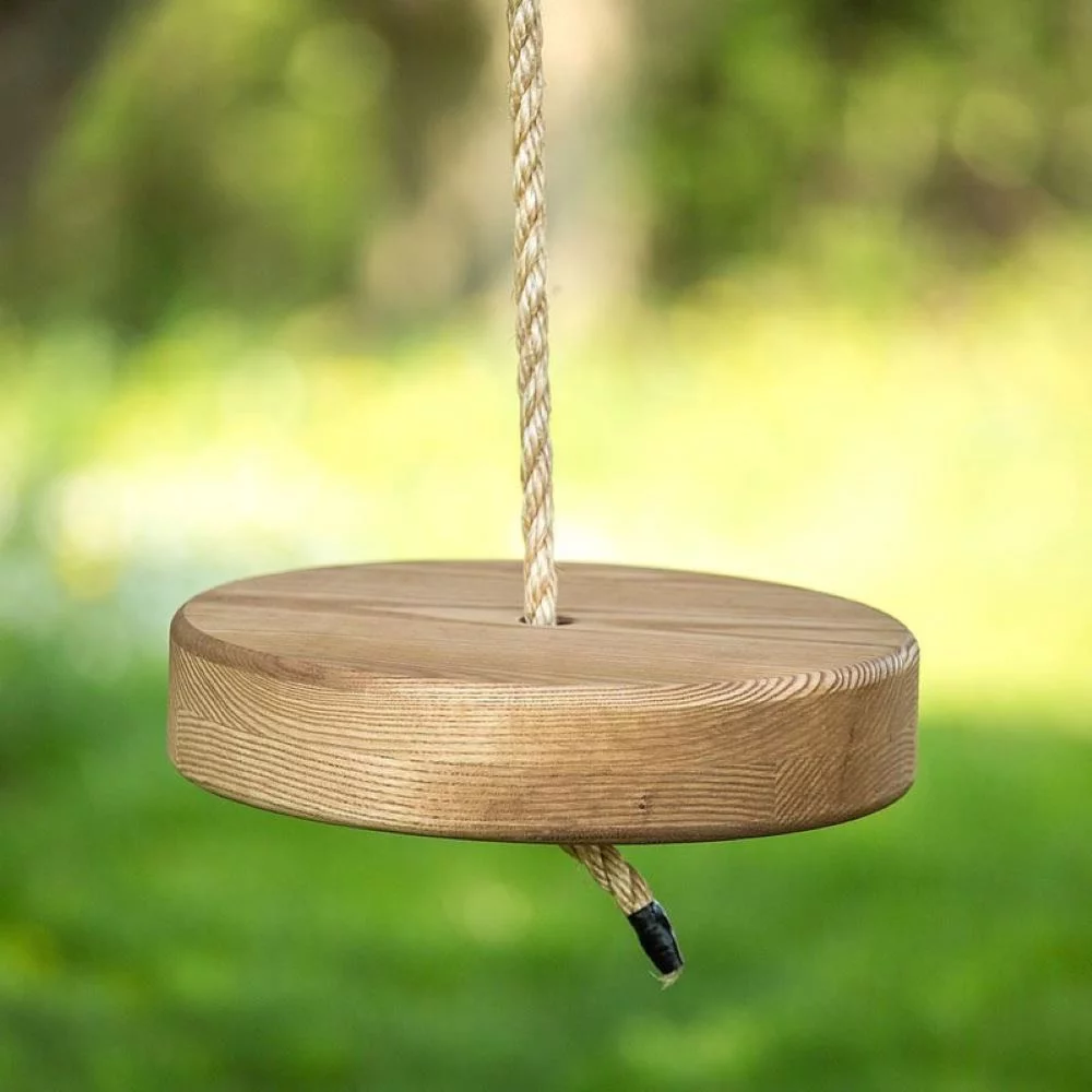 Lehman's Old-Fashioned Hand Crafted Round Ash Wood Outdoor Play Tree Swing