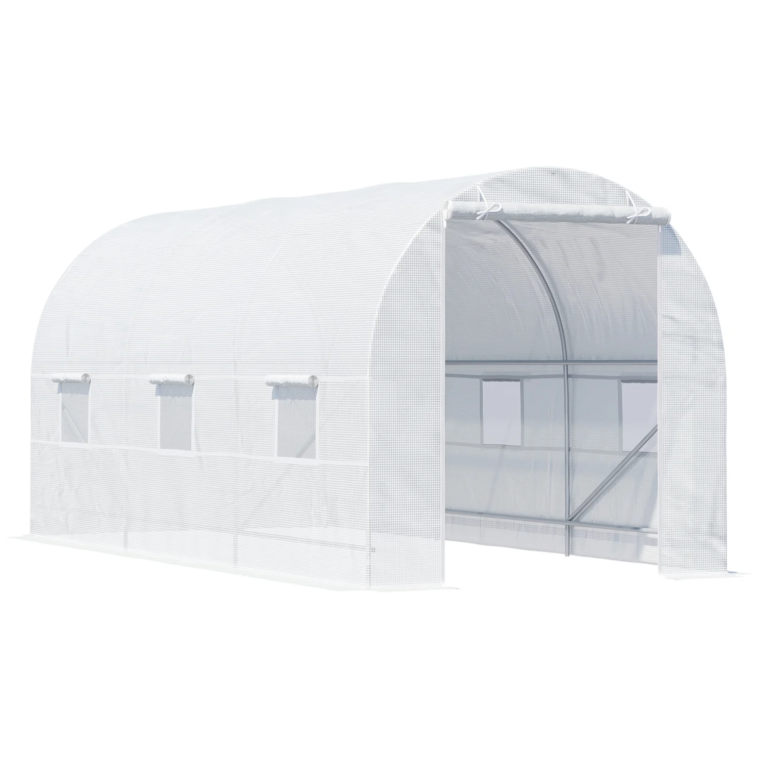 SQIOUH 15‘ x 7‘ x 7‘ Walk-In Tunnel Greenhouse  Large Garden Hot House Kit with 6 Roll-up Windows & Roll Up Door  Steel Frame