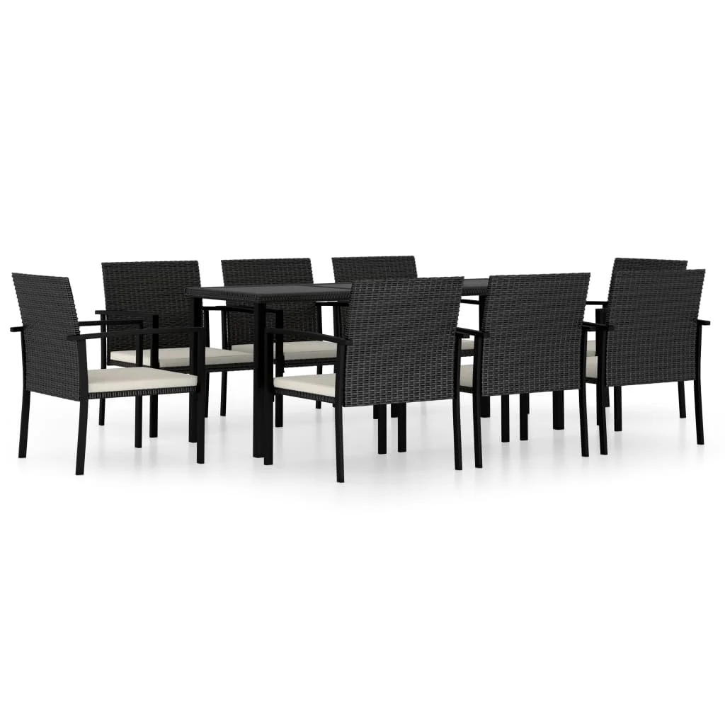 vidaXL 9 Piece Patio Dining Set Poly Rattan Black
