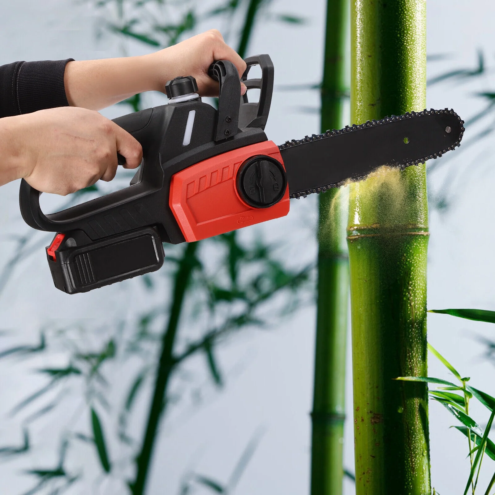 10＂Mini Handheld Electric Chainsaw Cordless Chain Saw Wood Cutter Rechargeable Chainsaw