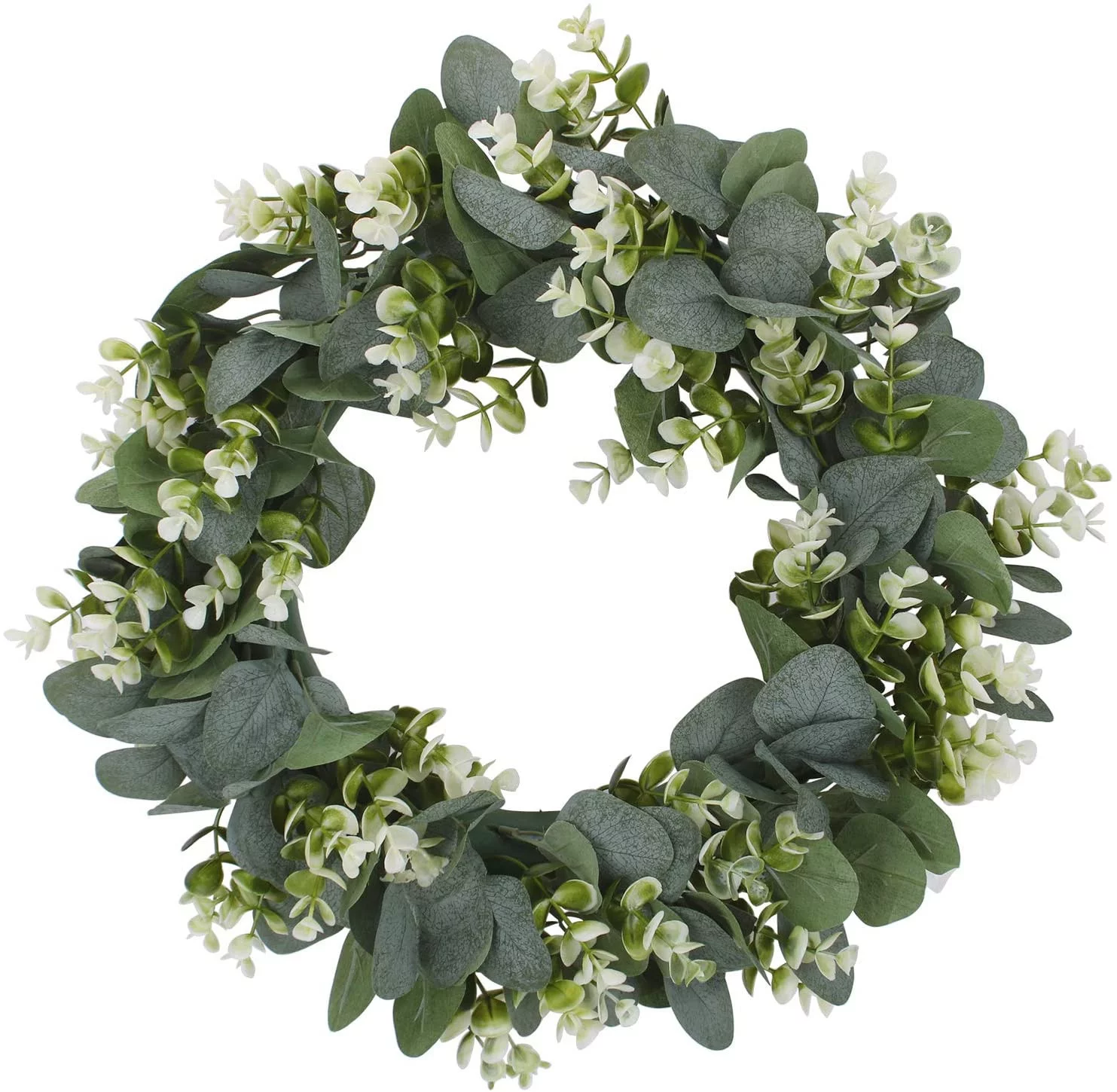 Yeetfub Round Garland Ring Leaf White Field Knocker Decoration Simulation Door Pendant Lysimachia Artificial flowers