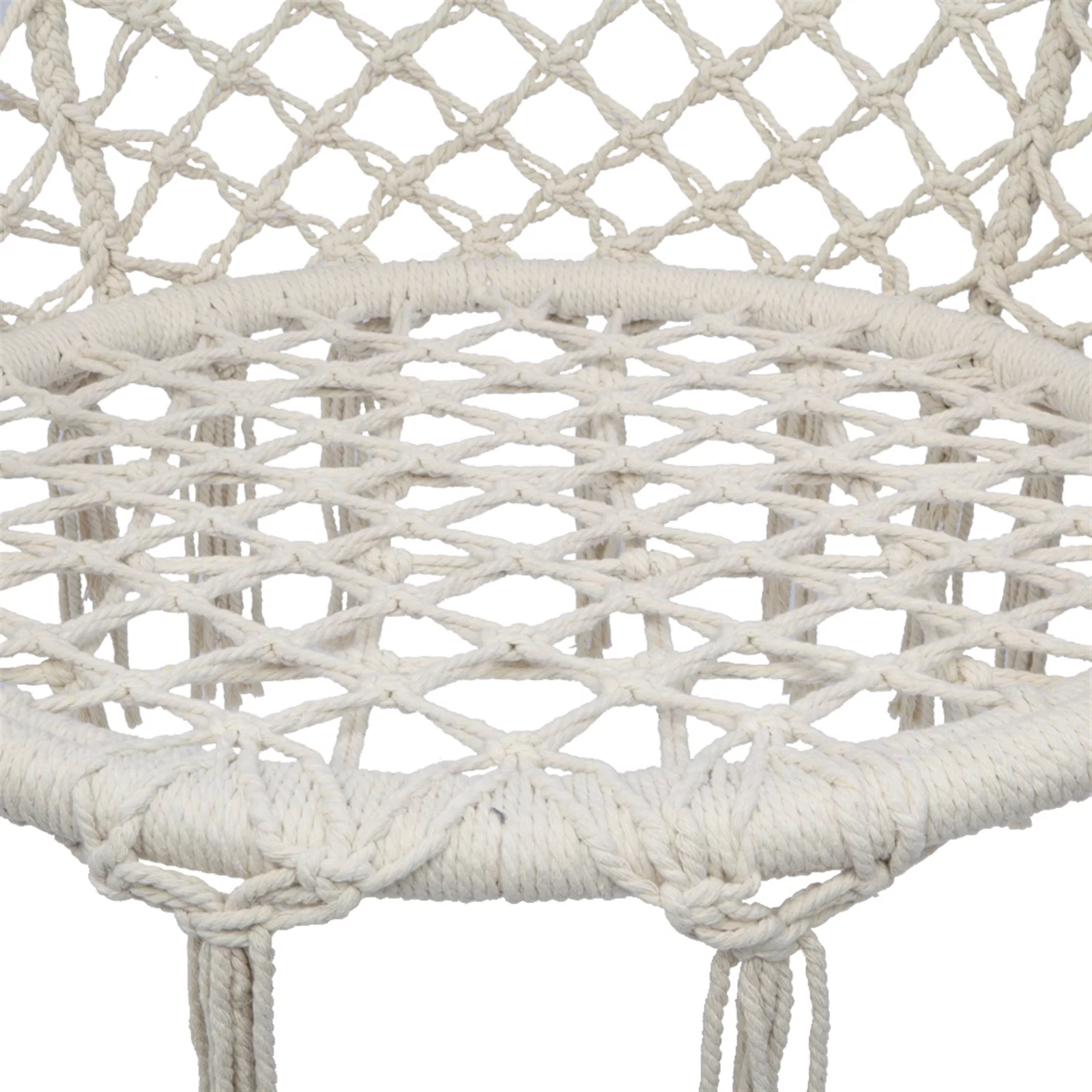 1pcs Hanging Rope Chair With Round Tassel ,Beige