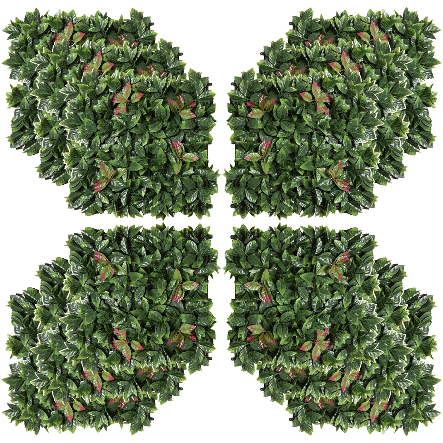 ZJbiubiuHome Grass Wall Panels  20” x 20” Artificial Grass Wall Decor Greenery Backdrop Panels Wall for Outdoor  Indoor  Garden  Fence  Backyard  Green and Red