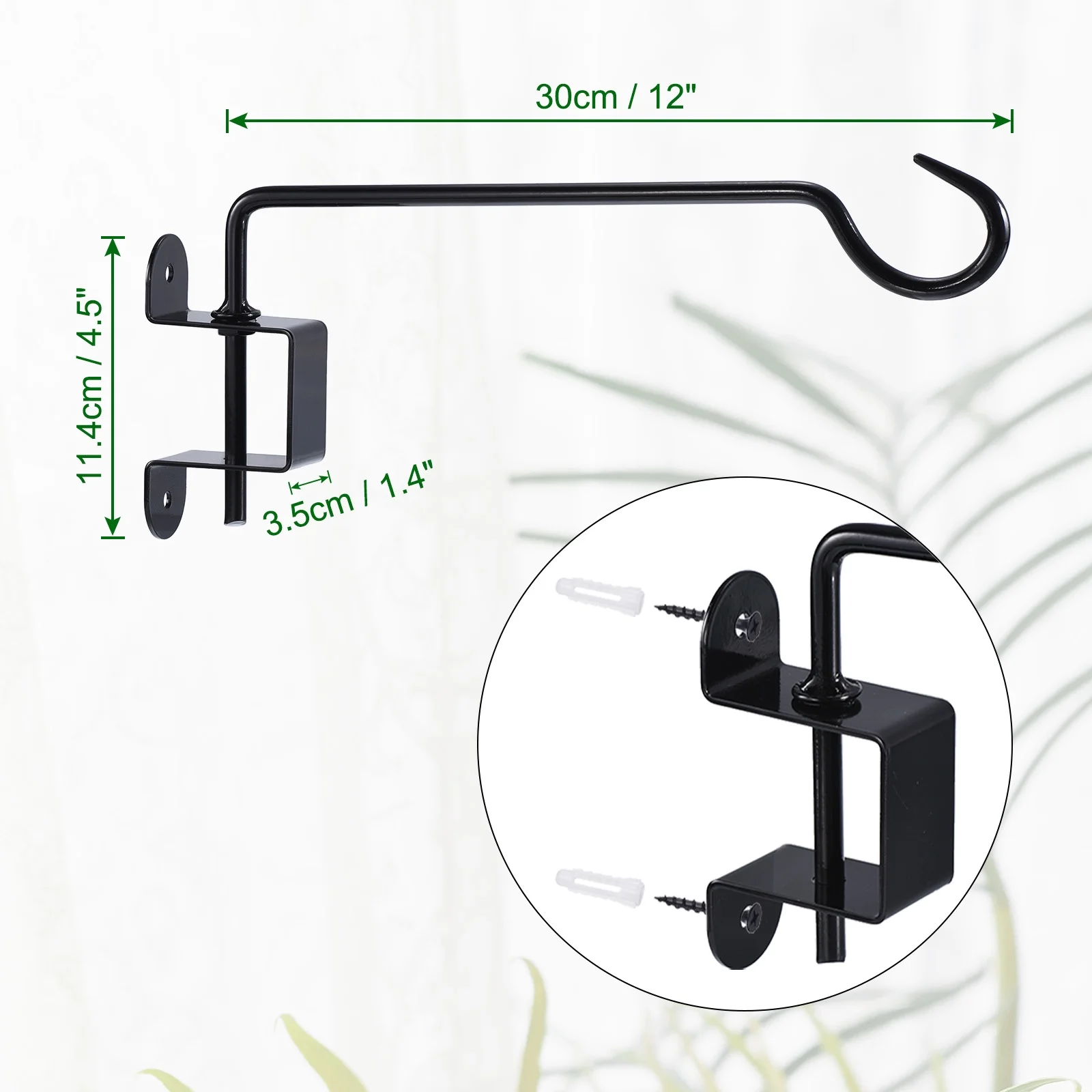 2 Pack 12 Inch Iron Swivel Hanging Plant Bracket Wall Mount for Hanging Bird Feeders, Wind Chimes