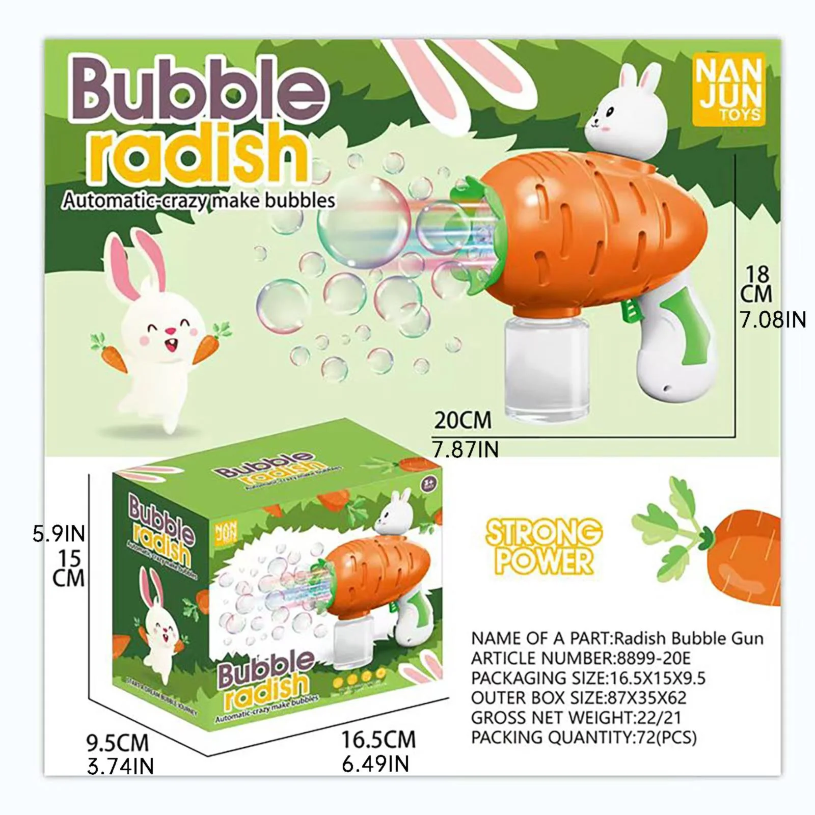 Aoiroe Easter Bunny Bubble Machine: Automatic Bunny Bubble Guns for Kid 3-8, Summer Party Outdoor Toys, Bubble Blower Maker with 20 Pack Bubbles Refill, Machine Electric Bubble Toy Birthday Gift