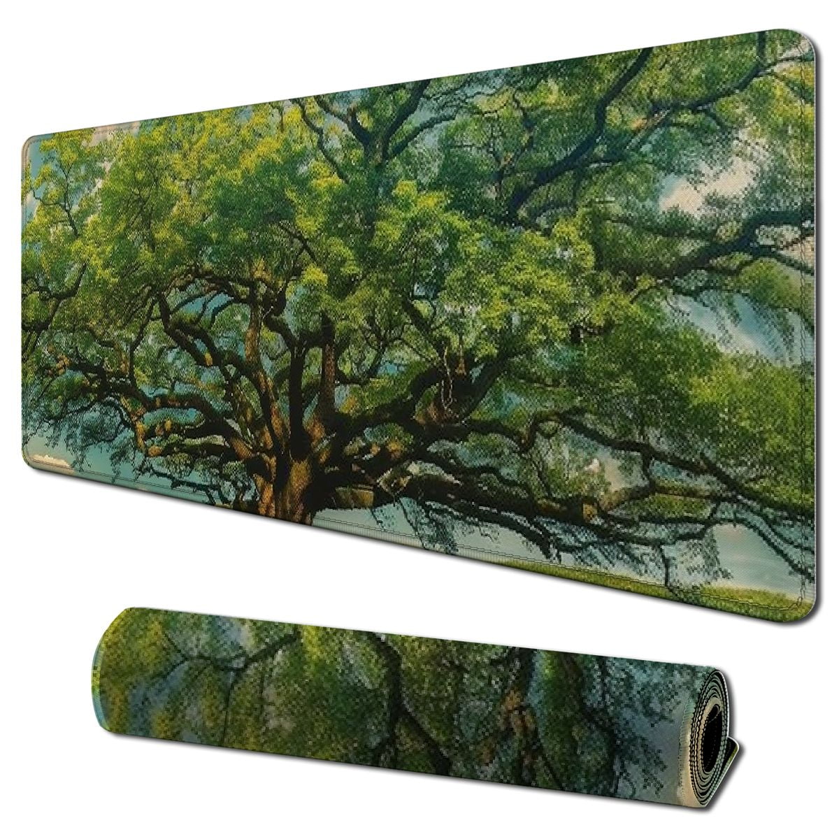 Computer Mouse Pad, The Massive Old Angel Oak Tree in South Carolina Growth Essence, Rectangle Non-Slip Rubber Mousepad Large, Gaming Size, Lime Green Brown