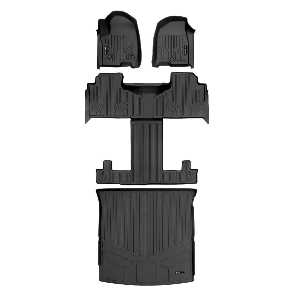 SMARTLINER 3 Rows & Cargo Liner Bundle Compatible With 2021-2023 Chevrolet Tahoe/GMC Yukon w/ 2nd Row Bucket Seats