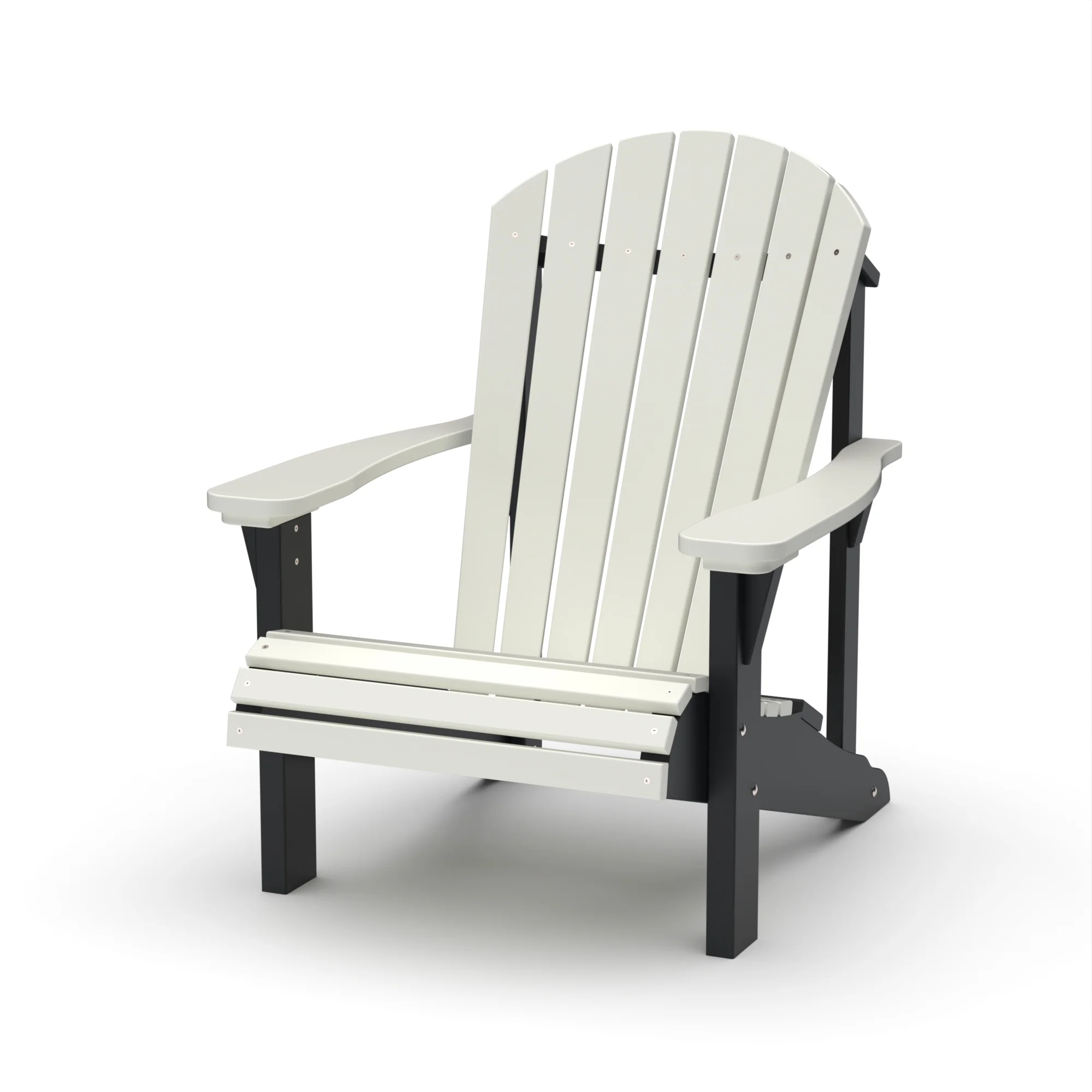 Wildridge Heritage Sunrise Adirondack Chair, White and Black, Outdoor Weather Resistant Poly Patio Furniture