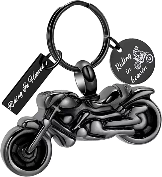 Motorcycle Cremation Urn Pendant Key chain, Stainless Steel Jewelry Memorial Ashes Keepsake Ashes Keepsake Urn Key Ring