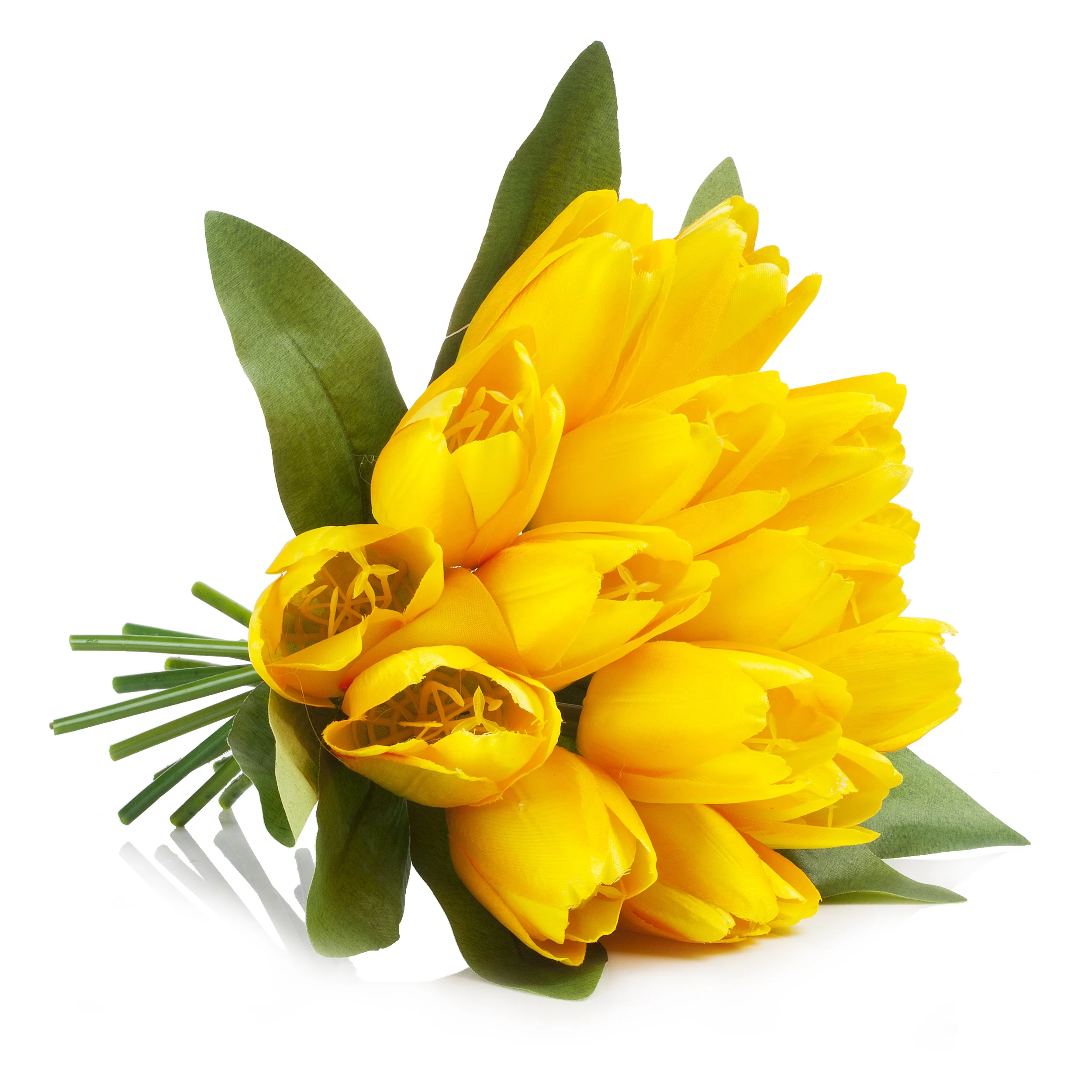 Enova Home 18 Head Silk Tulip Flower in Glass Vase With Faux Water