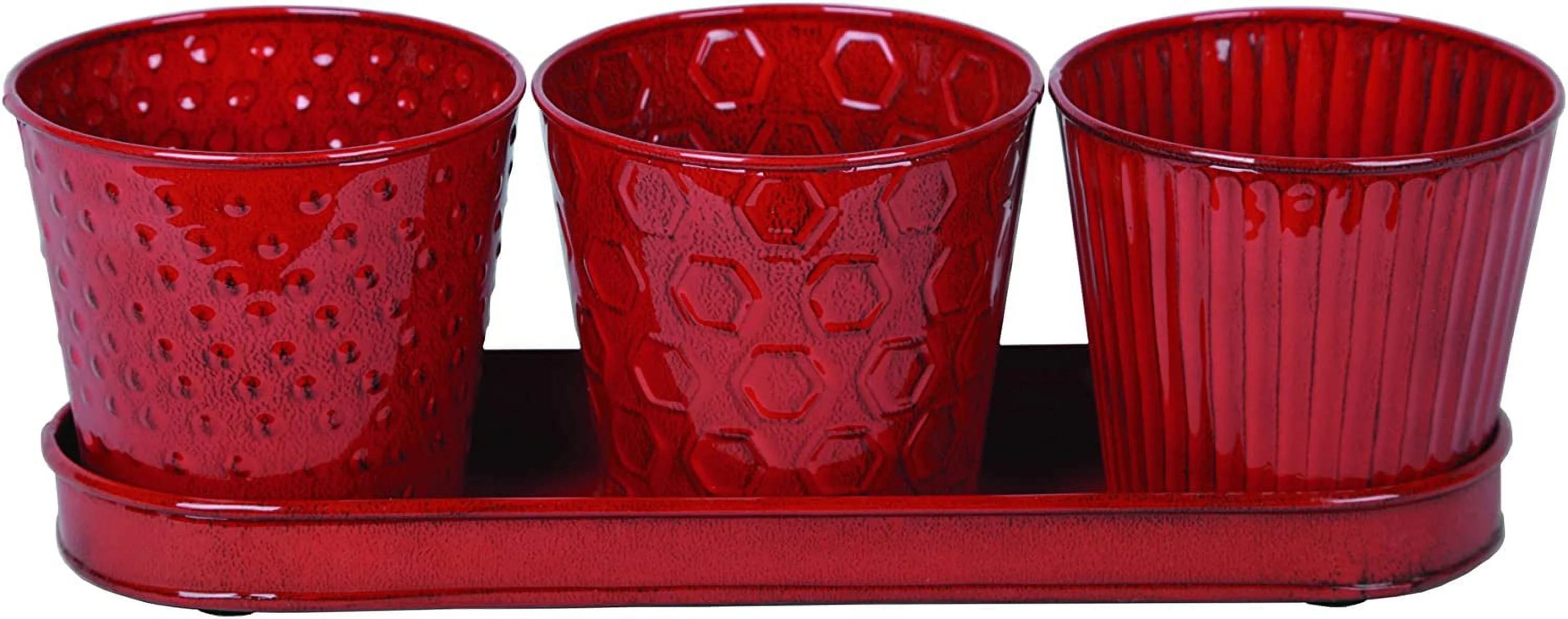 MPT01914 Concord Garden Flower Set With Tray, 4-Inch, Cayenne Color