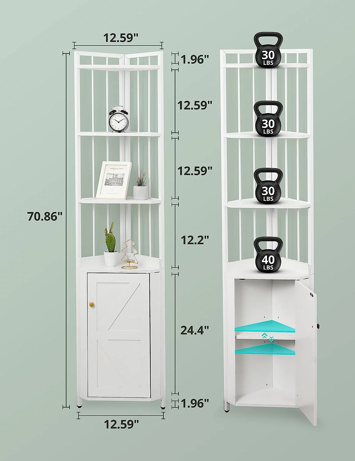 CGFHYP ZXCERT Corner ZXCERT 5-Tier with ZXCERT  71'' Industrial Rustic Tall Corner Bookshelf Stand  Display Stand  Plant Stand  Corner ZXCERT Cabinet ZXCERT Room  Home Office  Bat