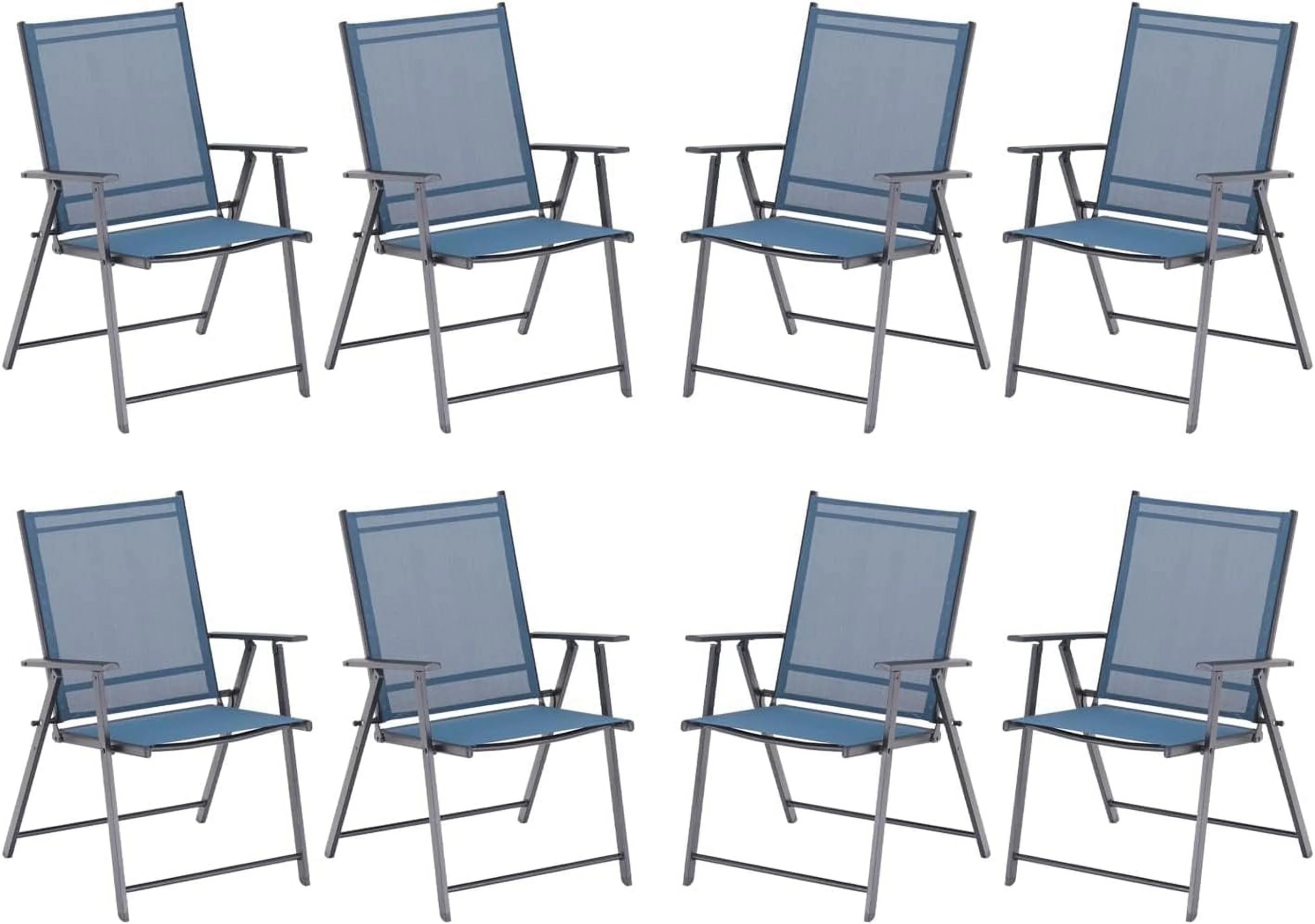 VICLLAX Patio Folding Chairs Set of 8, Outdoor Portable Dining Chairs for Lawn Garden Deck Backyard Porch, Dark Blue