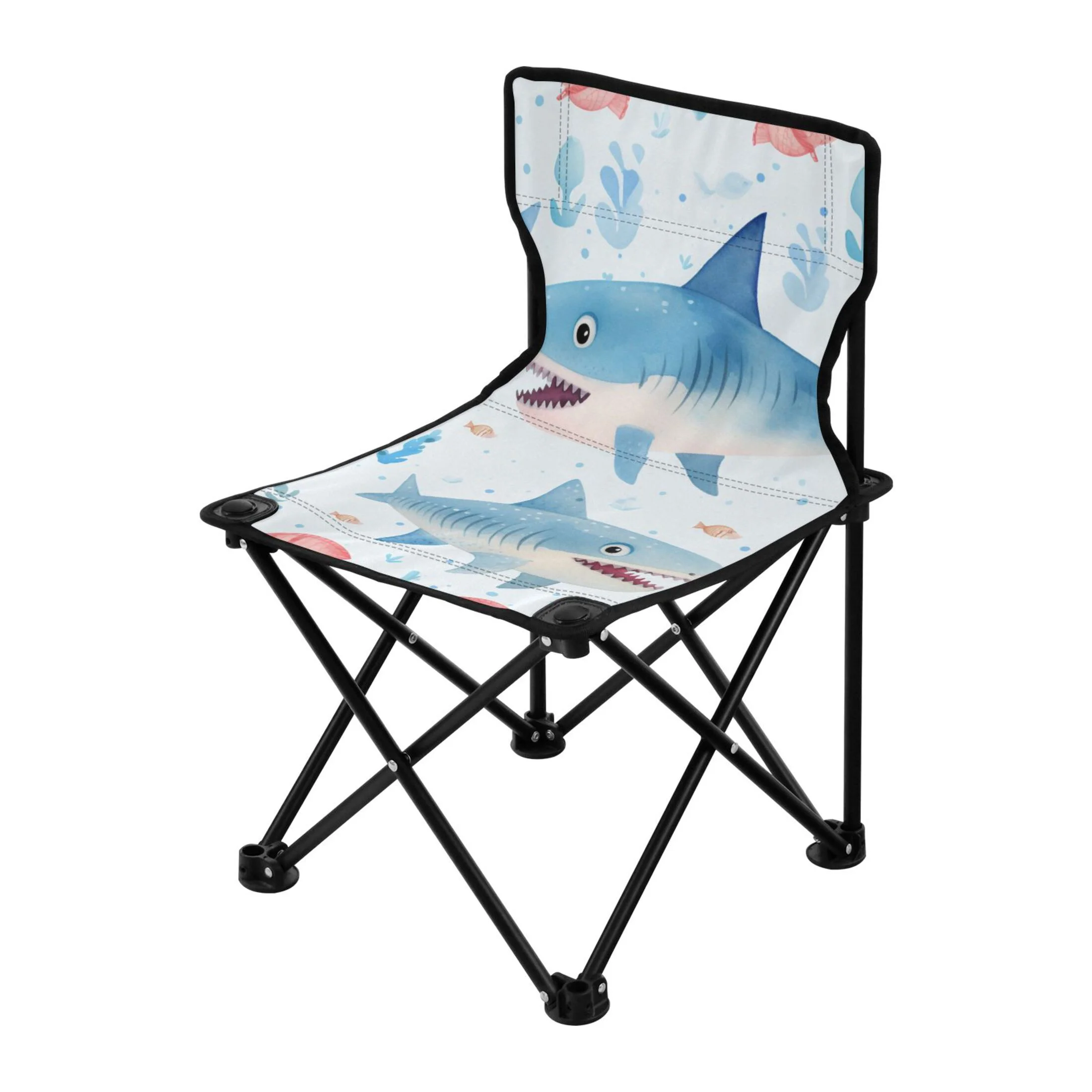 Sharks Portable Camping Chair Small for Kids Outdoor Folding Beach Chair Fishing Chair Lawn Chair with Carry Bag