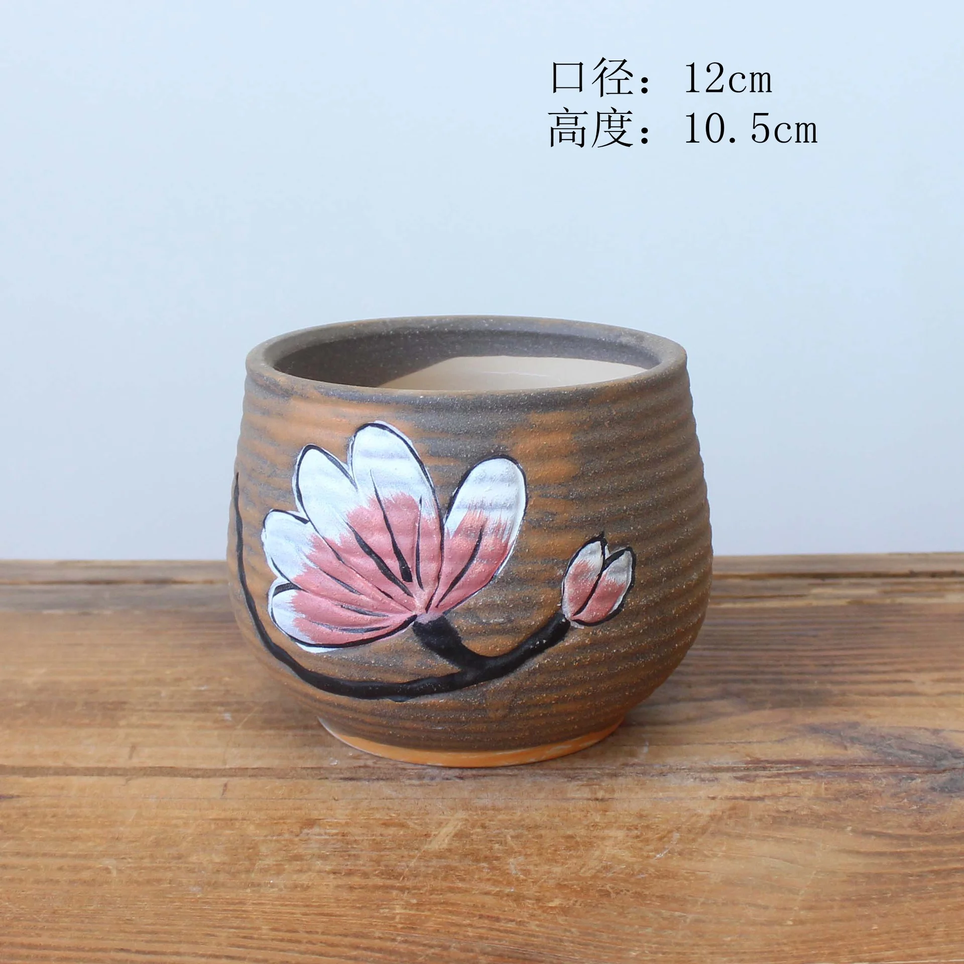 Vintage Hand-painted Ceramic Succulent Planter - Tabletop Gardening Pot for Horticulture