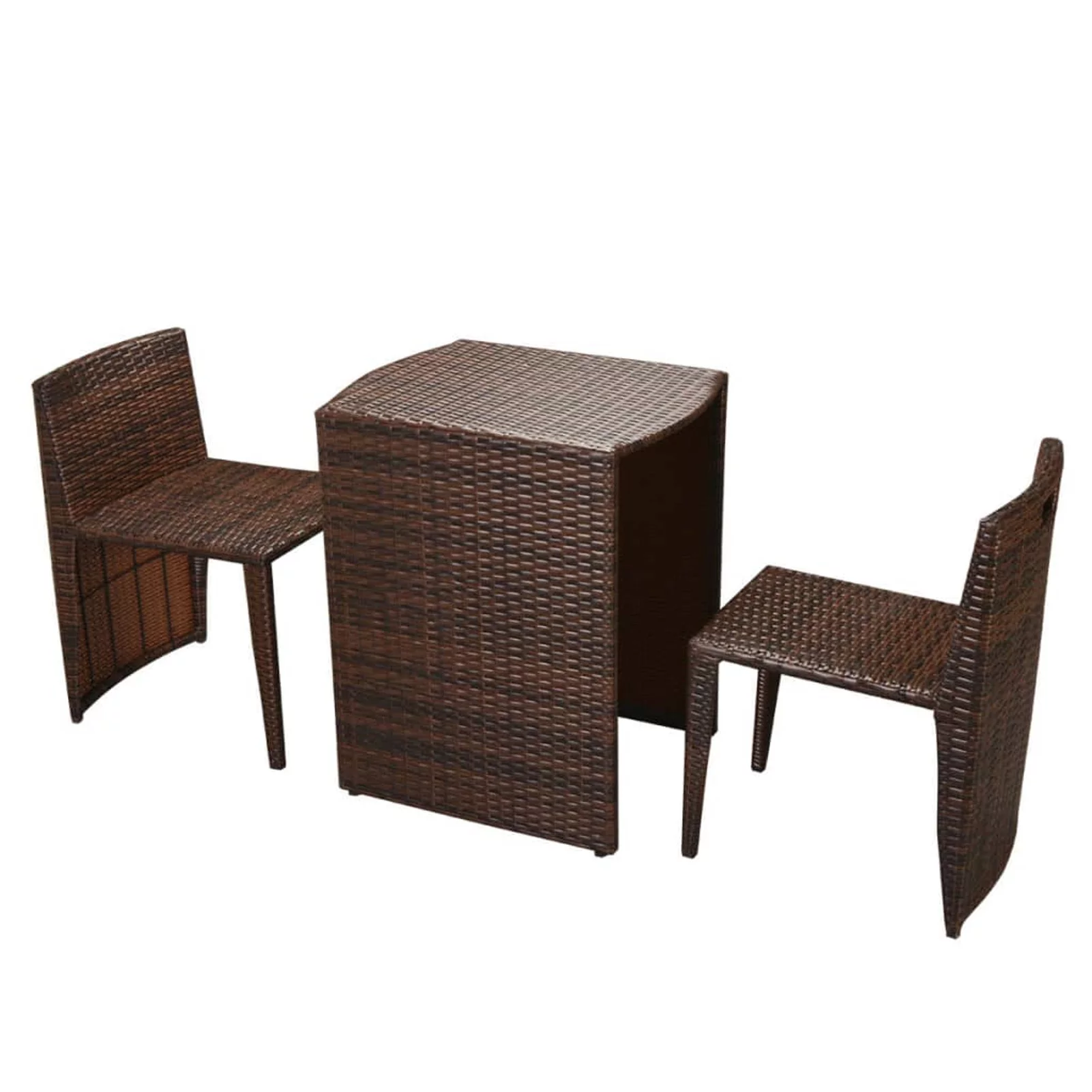 Aibecy 3 Piece Bistro Set with Cushions Poly Rattan Brown