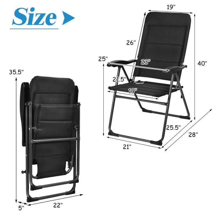 Folding Patio Chairs Set of 4 - Set of 4 - 42.5 - Relax in style with our adjustable patio chairs set!