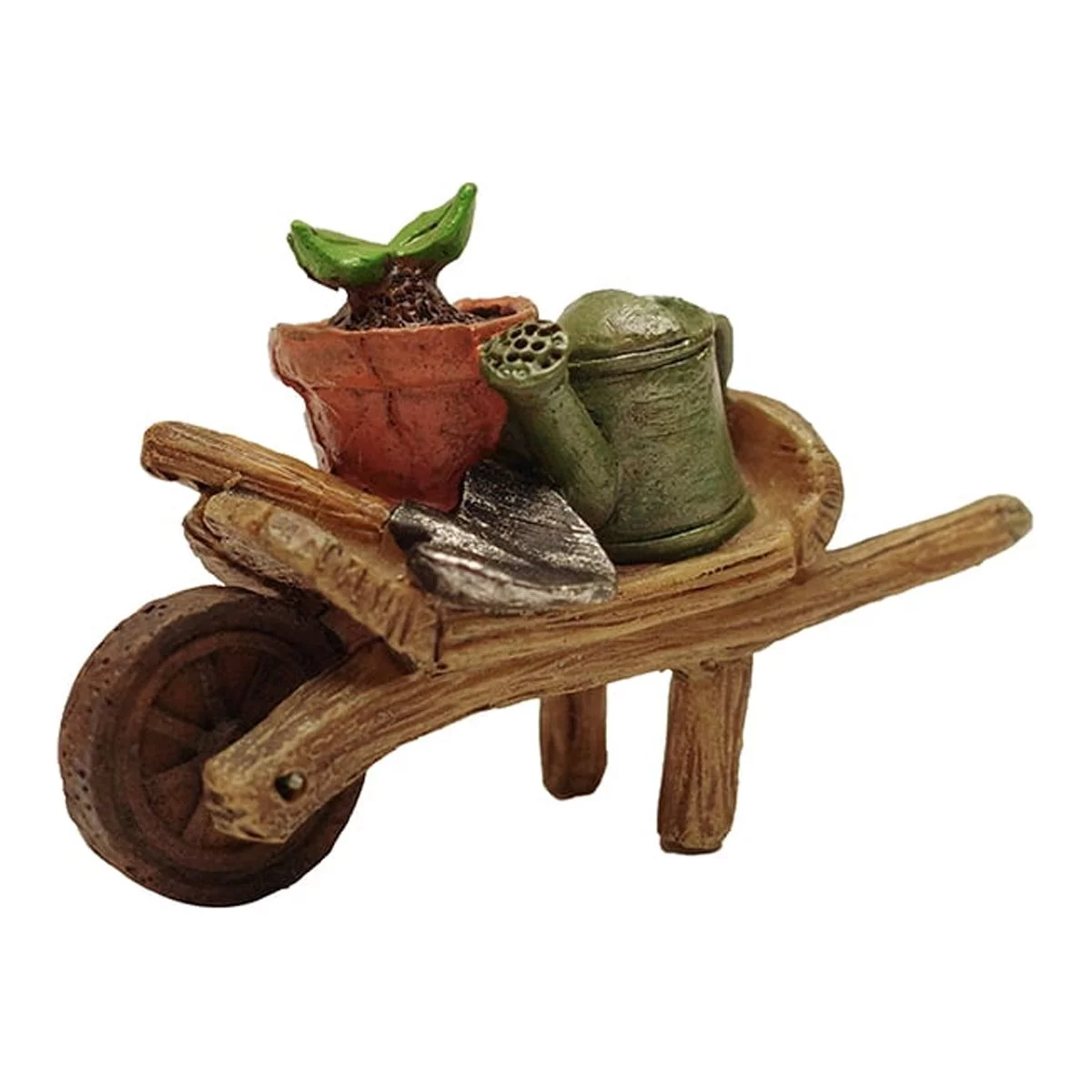 Outdoor Garden Wheelbarrow Planting Hand Tools Mini Fairy Dollhouse Yard Decor Accessory