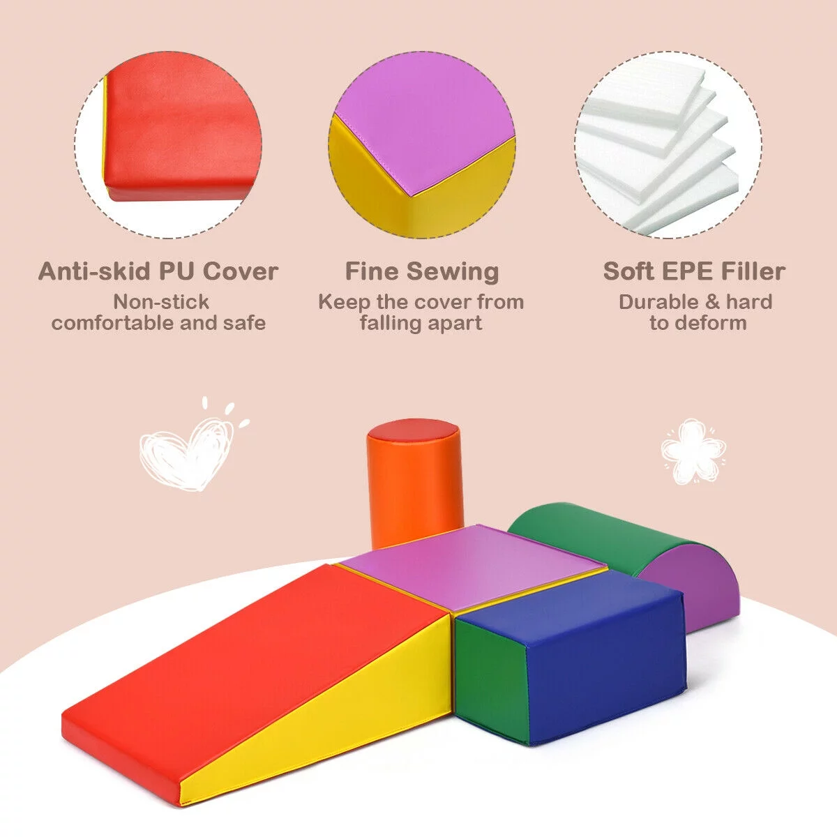 Gymax Crawl Climb Foam Shapes Playset Softzone Toy Toddler Preschoolers Kids