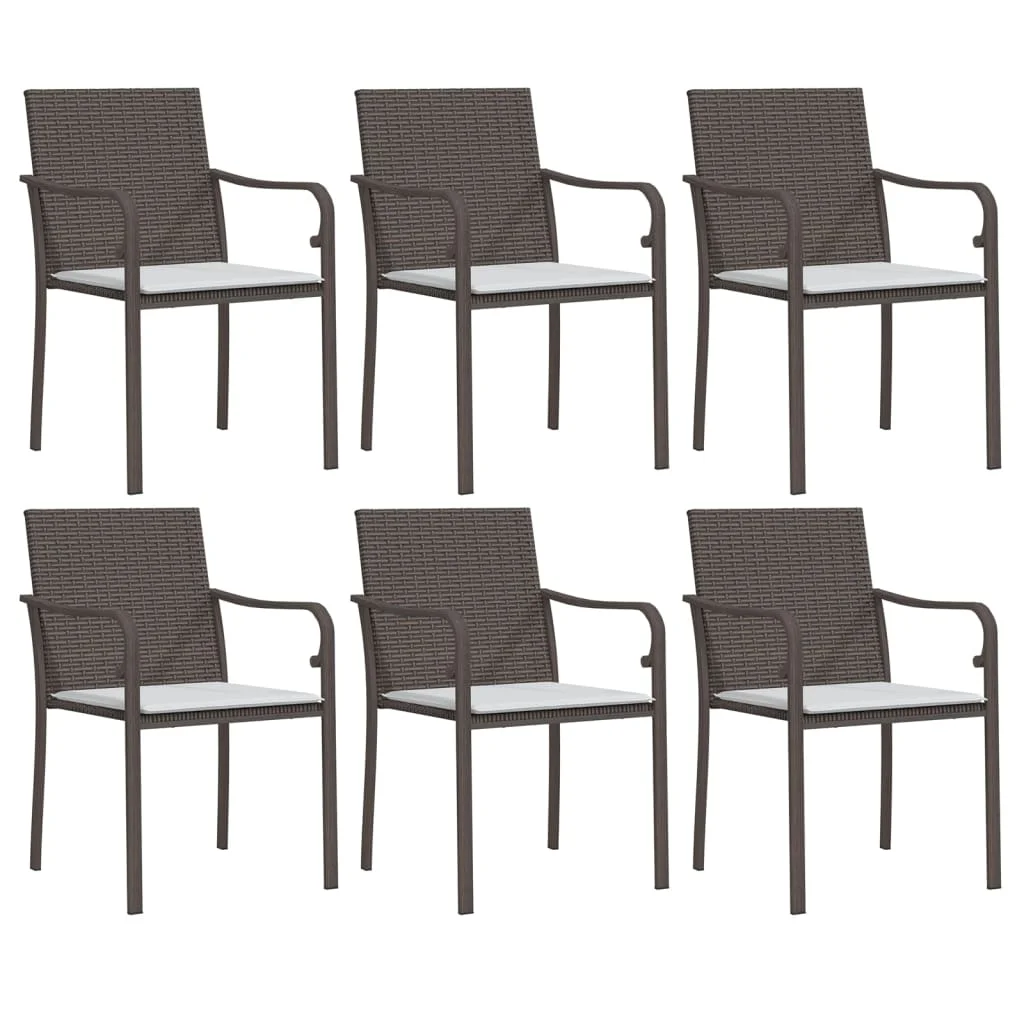 moobody Patio Chairs with Cushions 6 pcs Brown 22