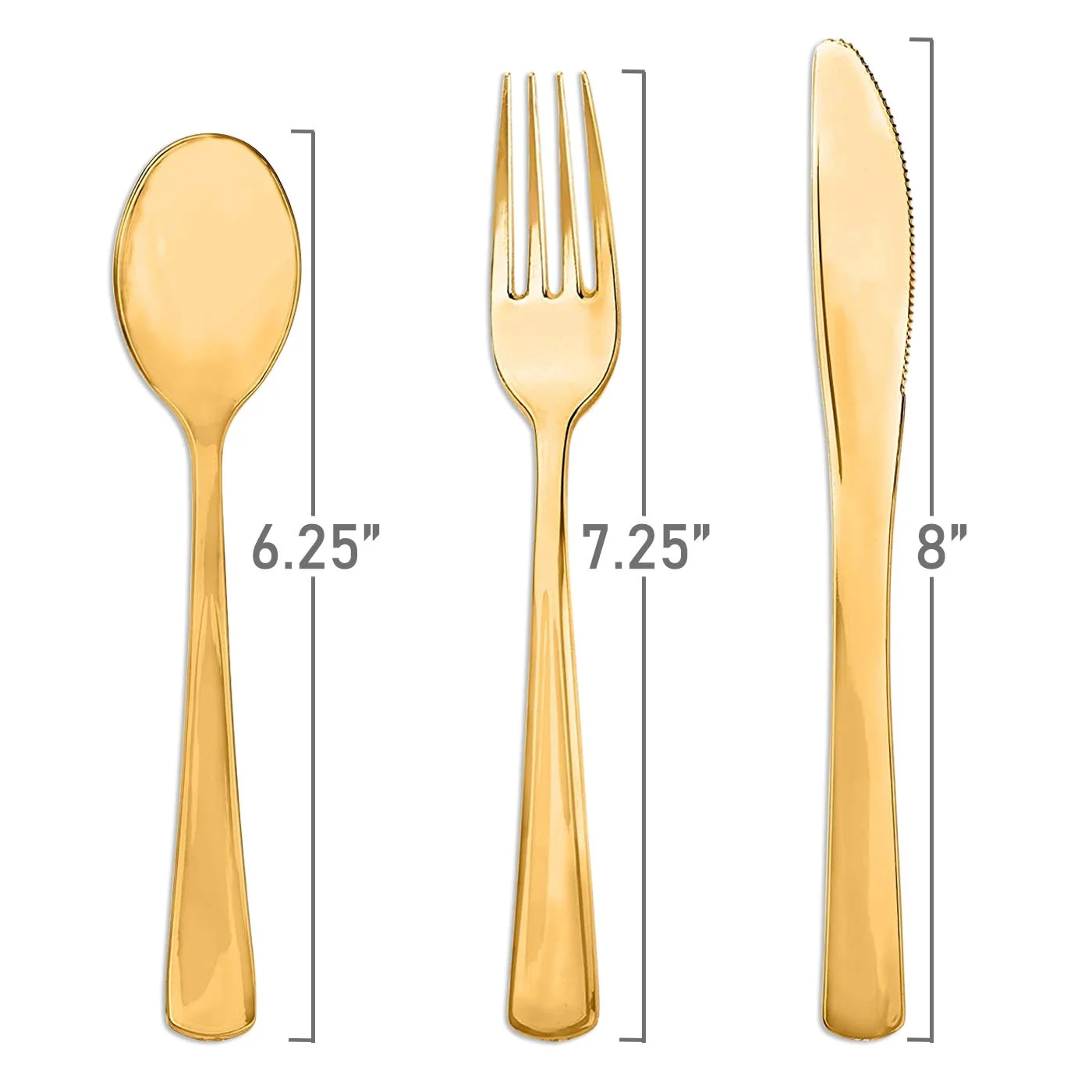 Smarty Shiny Gold Plastic Classic Cutlery Set - Spoons Forks Knives 60ct
