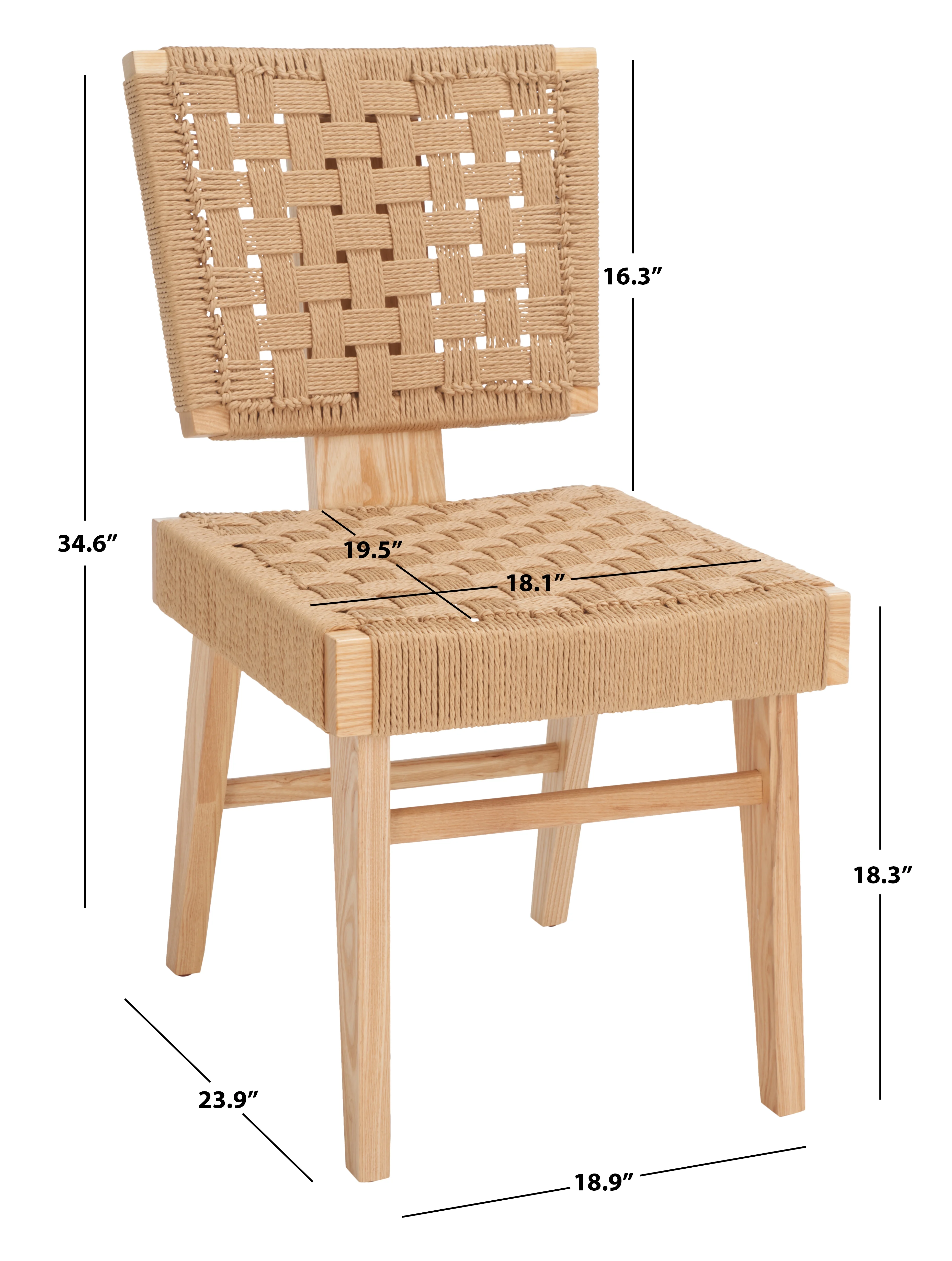 SAFAVIEH Couture Susanne Natural Woven Paper Solid Dining Side Chair, Natural (Set of 2)