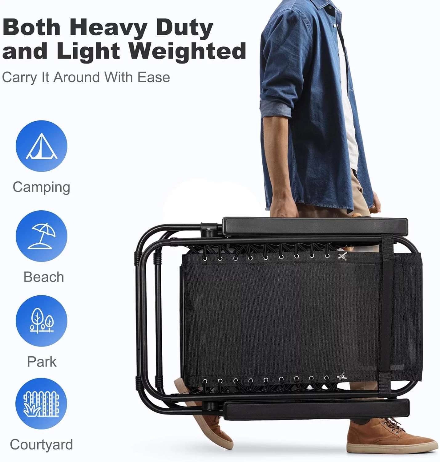 Set of 2 ing Recliners Patio Chairs Adjustable Steel Mesh Lounge Chair Beach Chairs with Pillow and Cup Holder Black