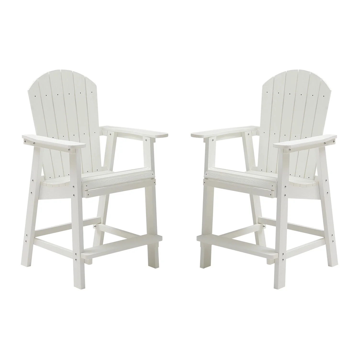 Dcenta HIPS Bar Chair with Armrest,Patio Bar Chair Set of 2, White