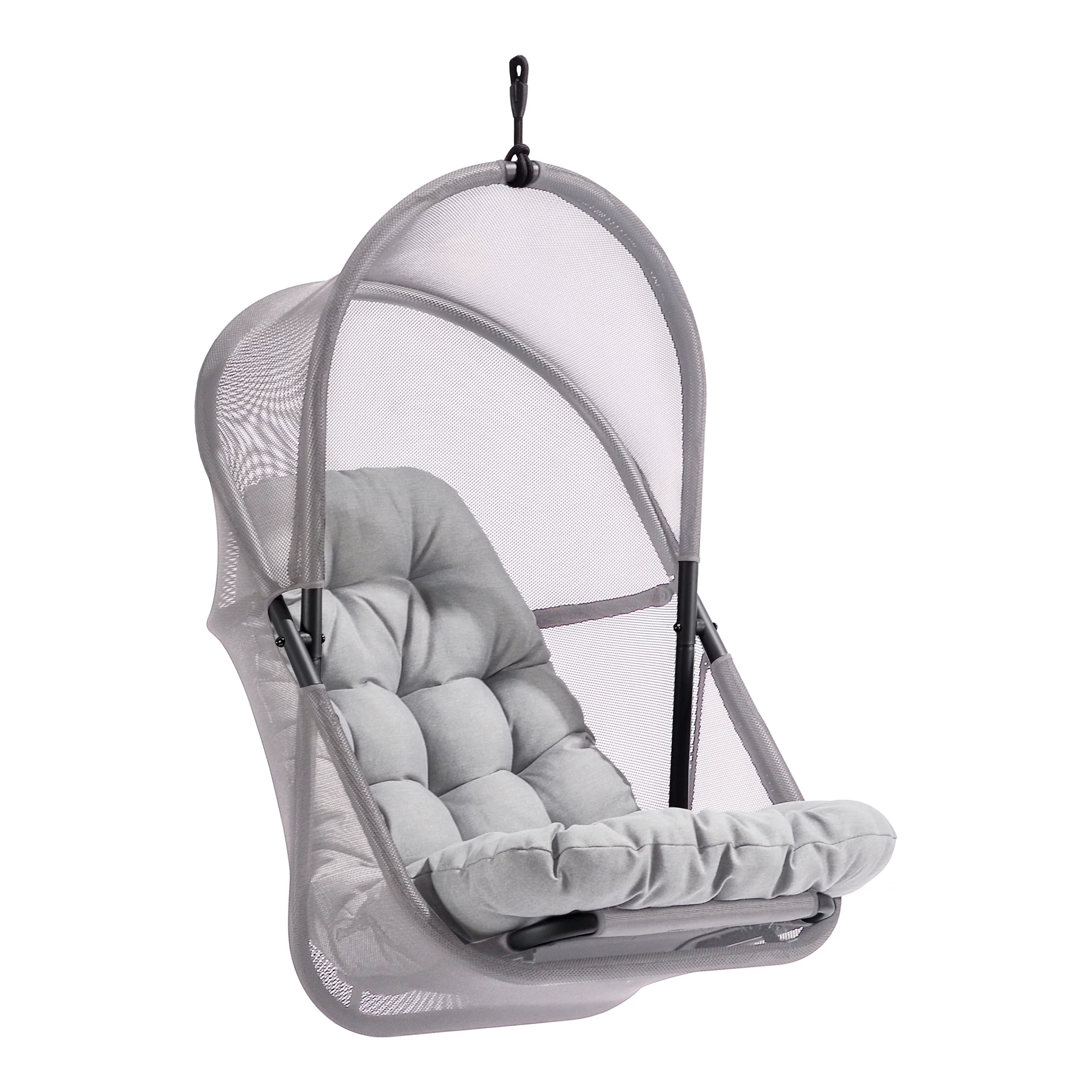 Furniture of America Drift UV-Resistant Patio Foldable Swing Chair with Cushion, Light Gray