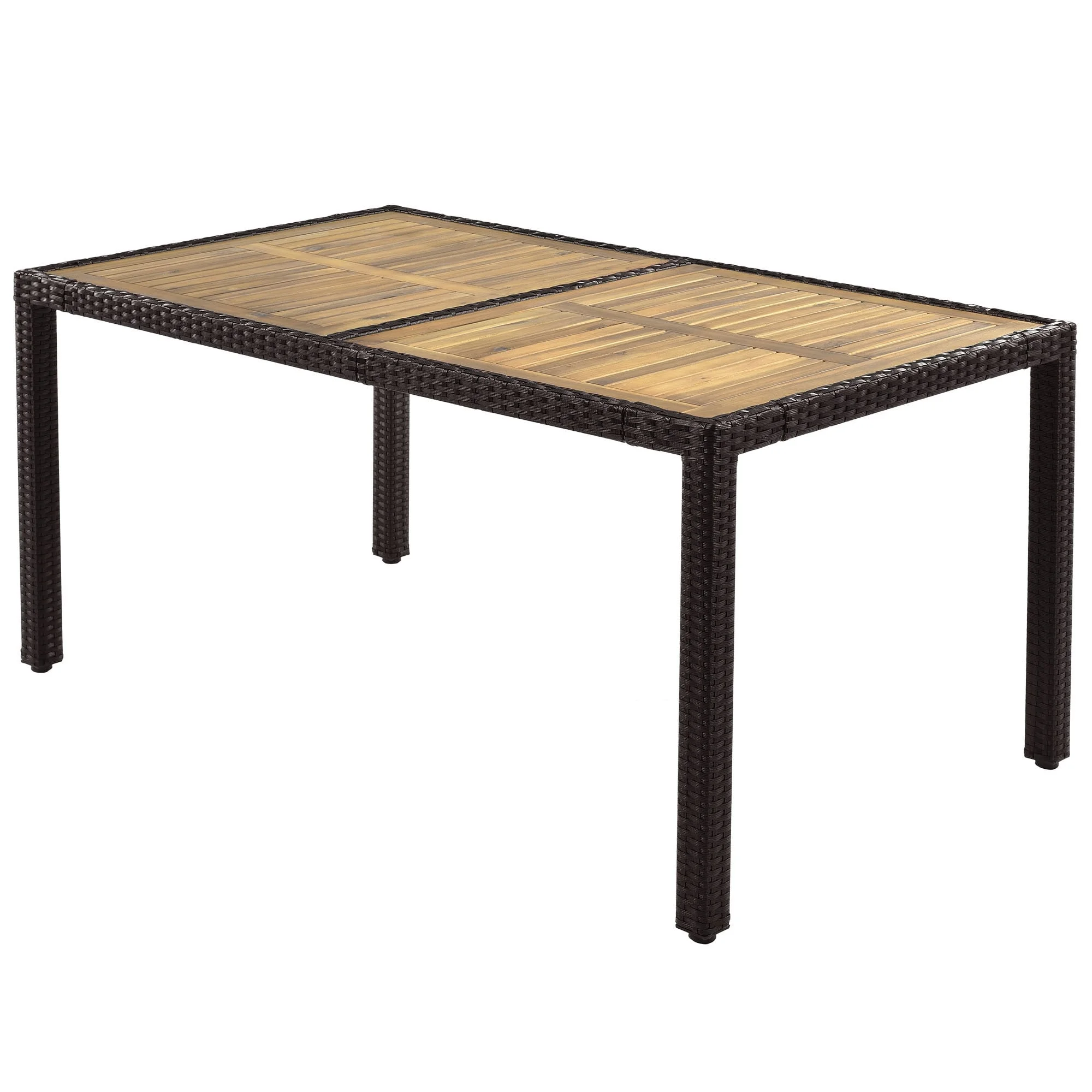 7-Piece Outdoor Patio Dining Set, PE Rattan Wicker Dining Table and Chairs Set Brown