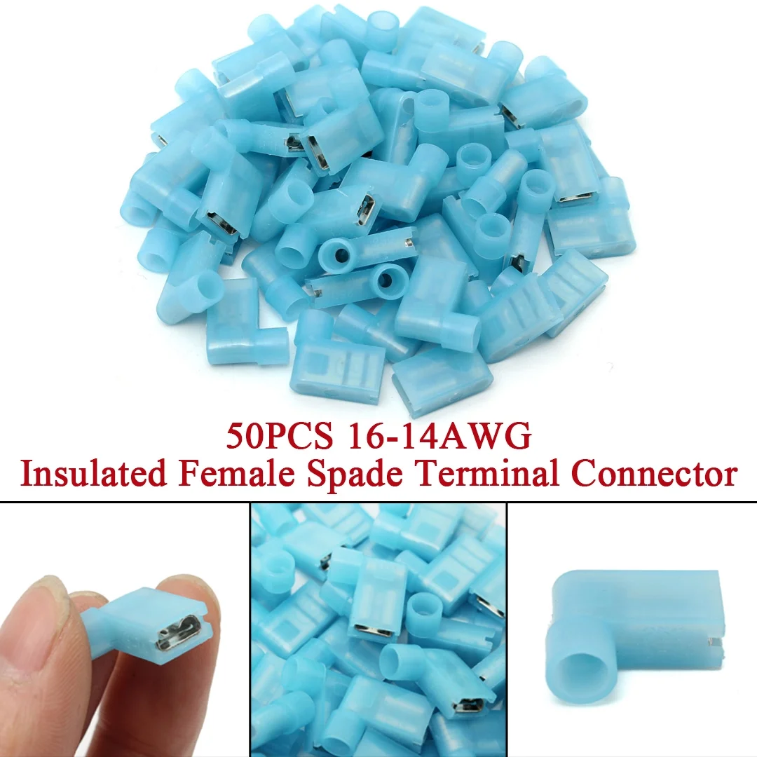 ALLTIMES 50PCS 16-14AWG Insulated Female Spade Terminal Connector, 1/4