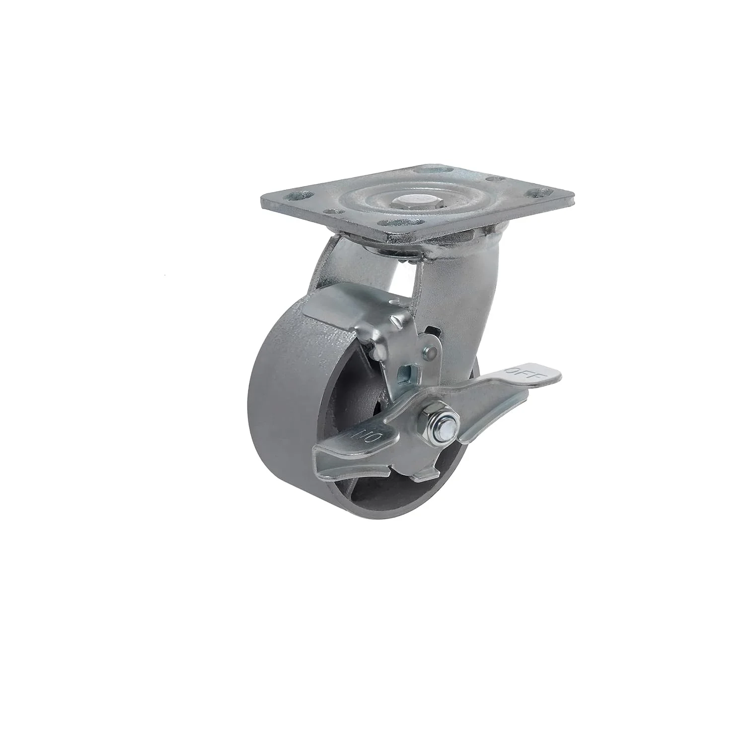 Heavy Duty Caster Steel Cast Iron Wheel, Tool Box And Workbench Swivel With Brake Caster 800 LB Capacity (4 Inch, 1 Brake)