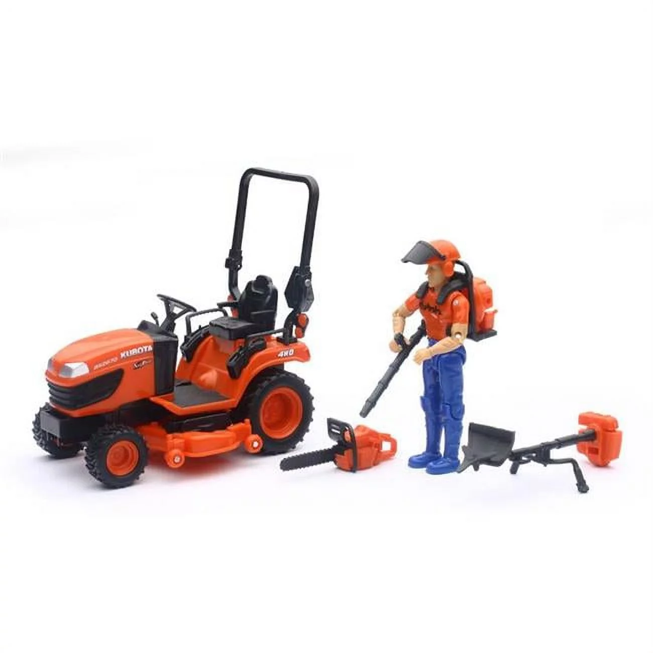 New Ray 1/18 Kubota BX2670 Lawn Tractor with Figure & Accessories SS-33453