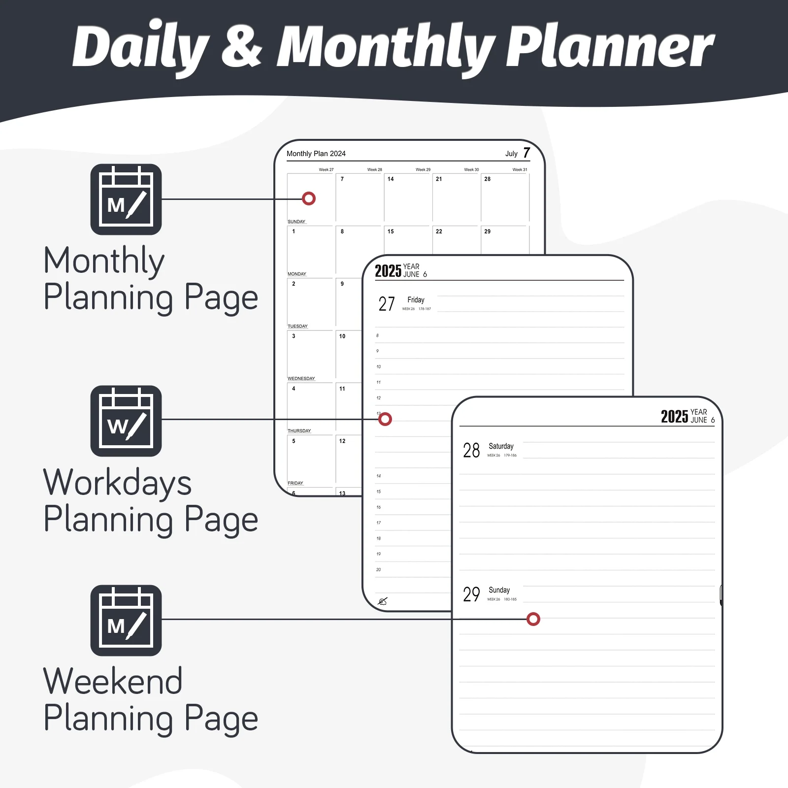 IDOMIK 2024 Planner July 2024- June 2025 Weekly/Monthly Planner Project Management Tools(194 sheet)