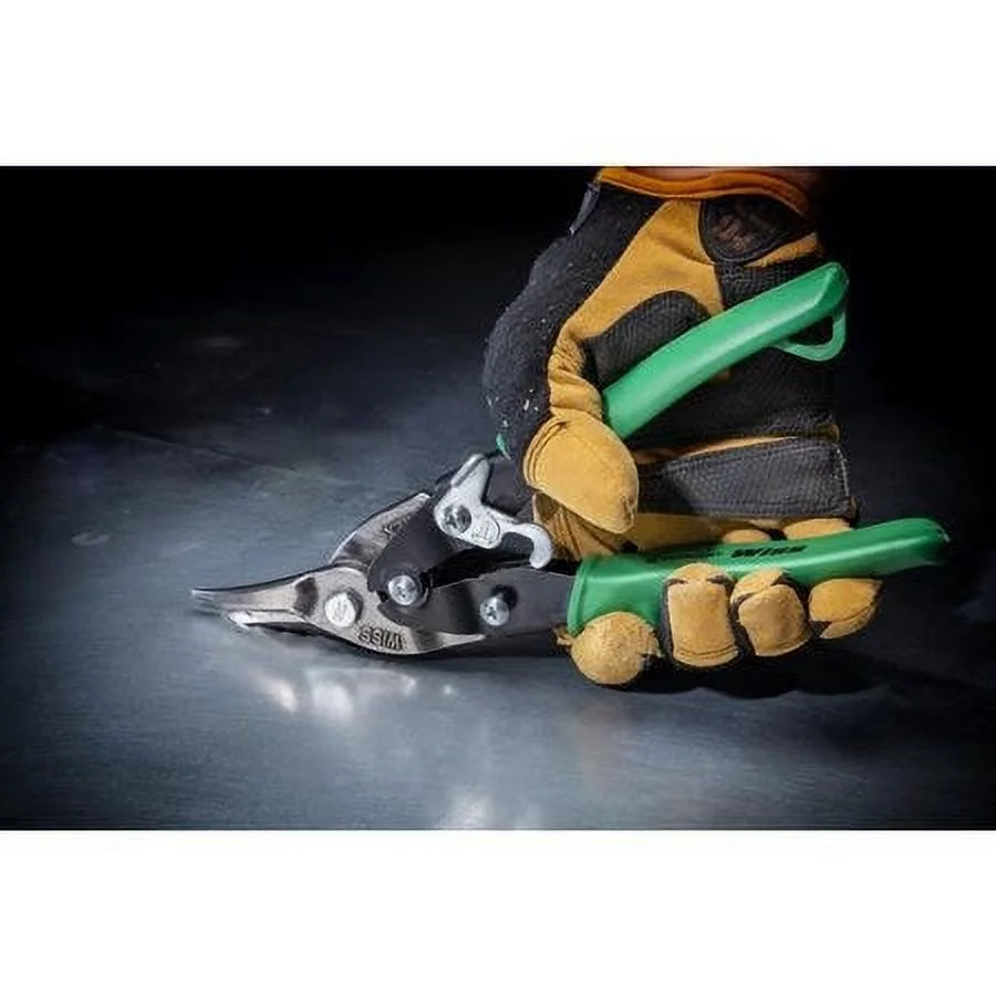 Crescent M2RS Aviation Snip, 9-3/4 in OAL, Right Cut, Molybdenum Steel Blade, Contour-Grip Handle, Green Handle