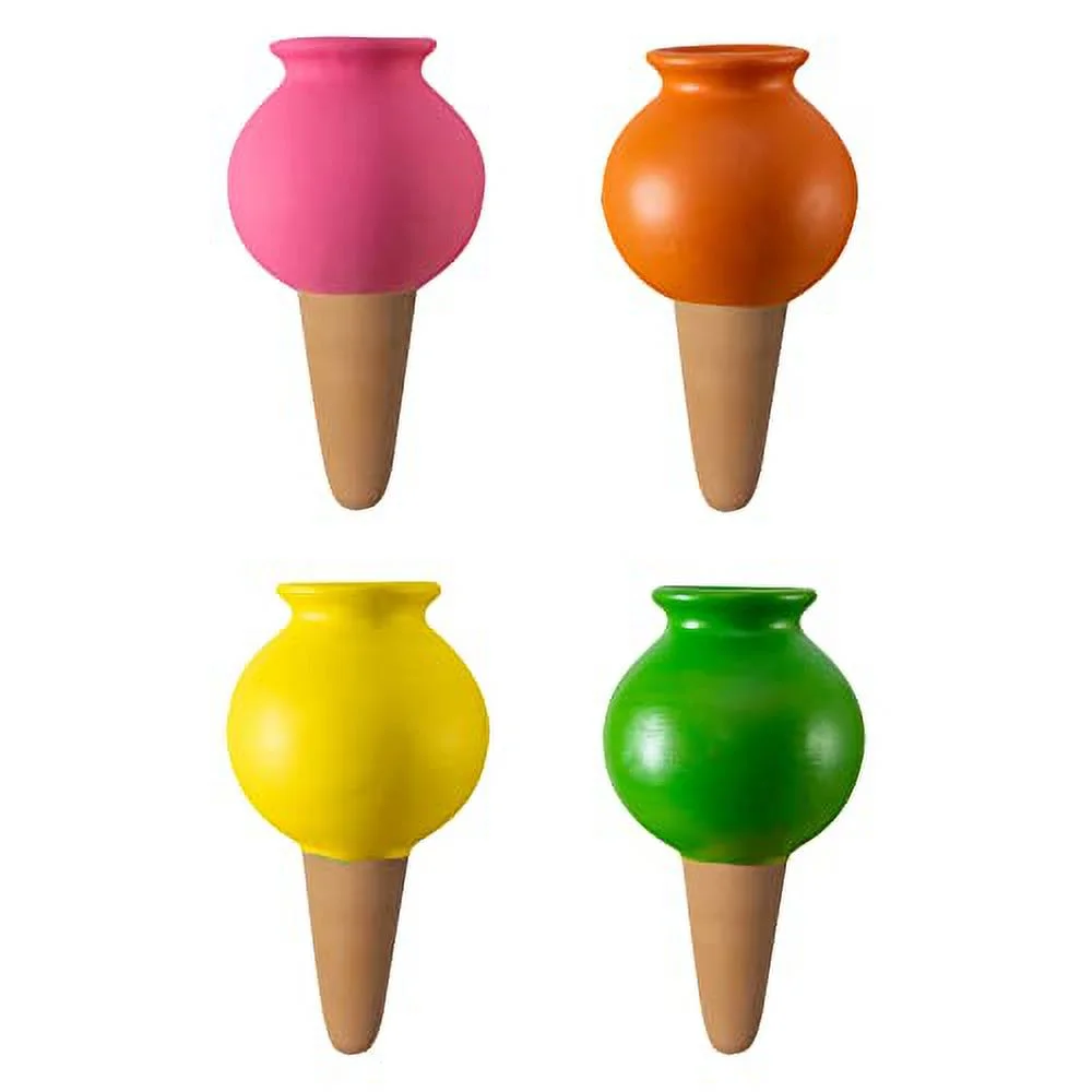 4 Pack Terracotta Self Watering Spikes Plant Watering Globes, 430ml Decorative Self Watering Stakes, Automatic Plant Waterer Drippers for Indoor Potted Plants(#2)